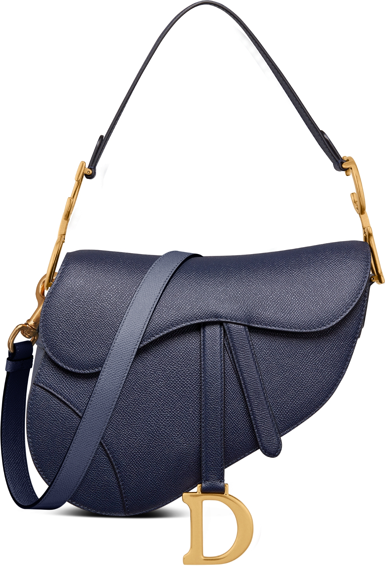 Saddle Bag with Strap Black Grained Calfskin DIOR