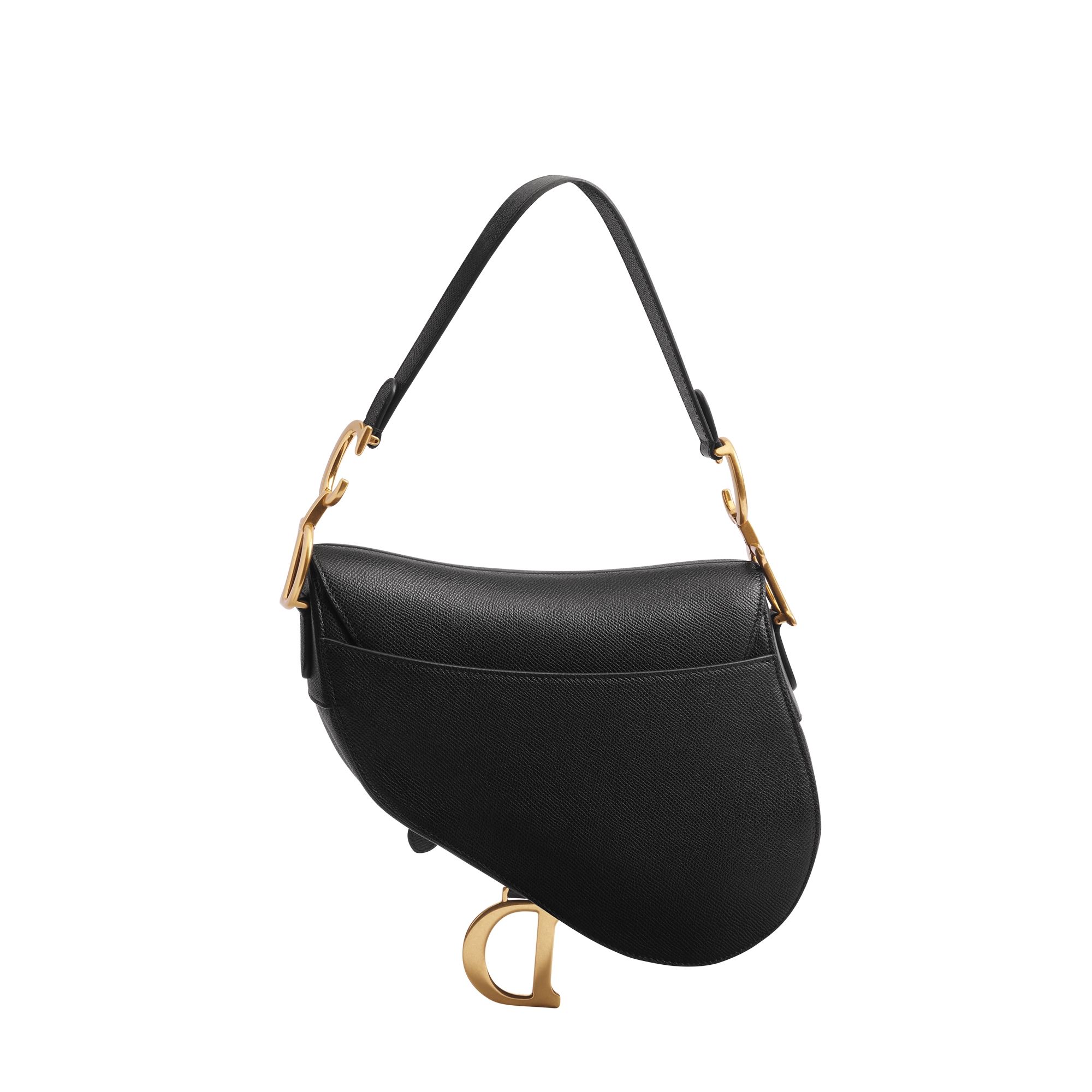 Saddle Bag with Strap Black Grained Calfskin E08