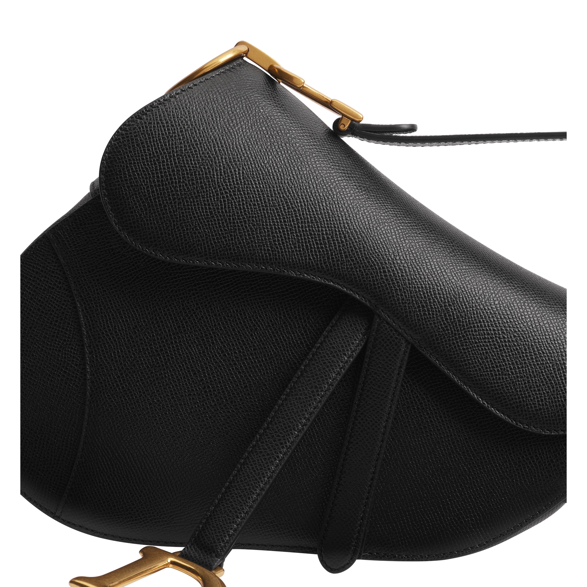 Saddle Bag with Strap Black Grained Calfskin E09