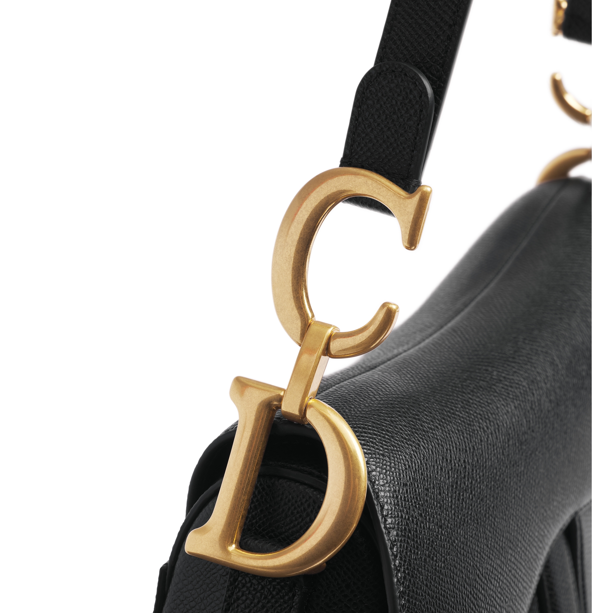 Saddle Bag with Strap Black Grained Calfskin E10