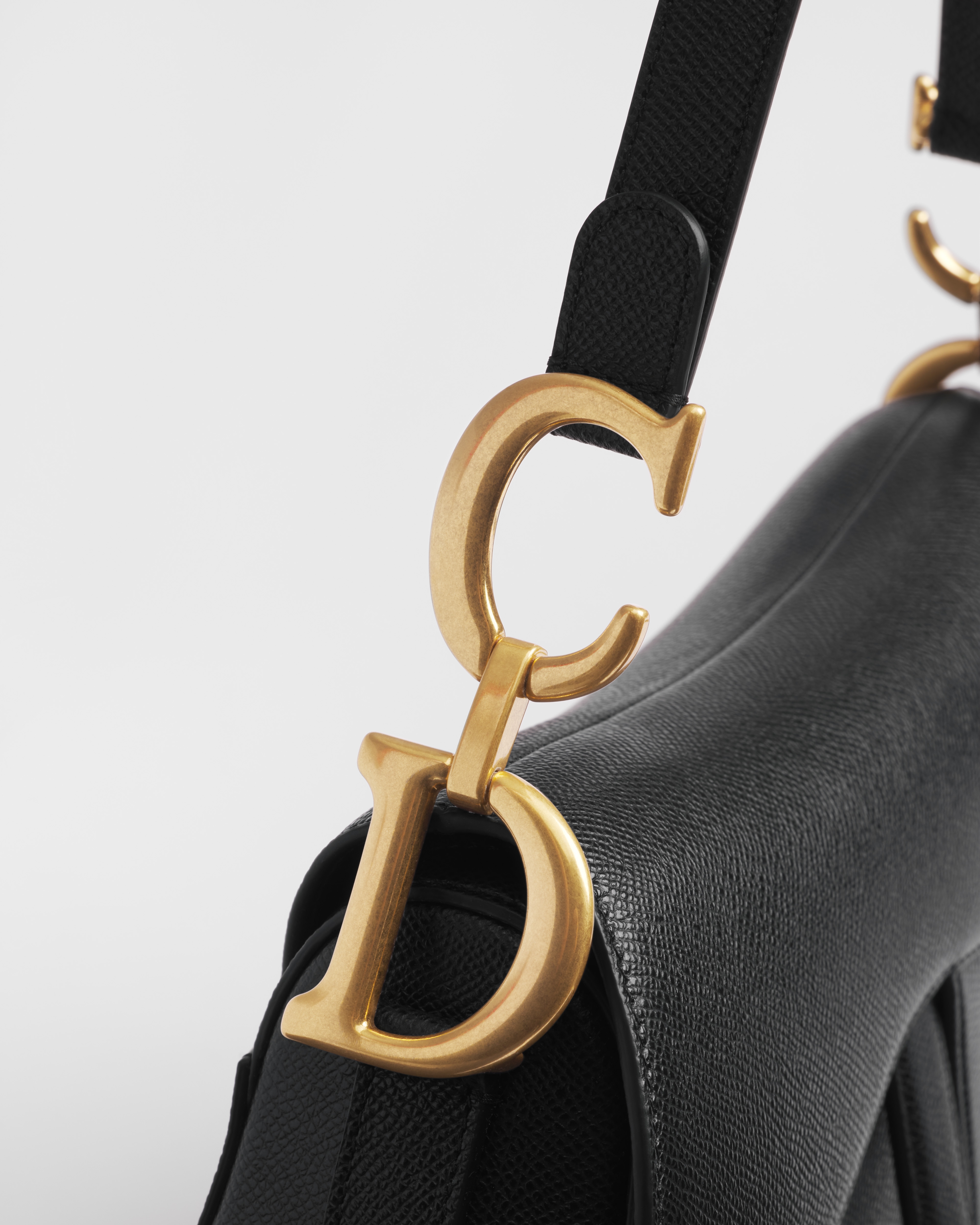 Saddle Bag with Strap Black Grained Calfskin E10