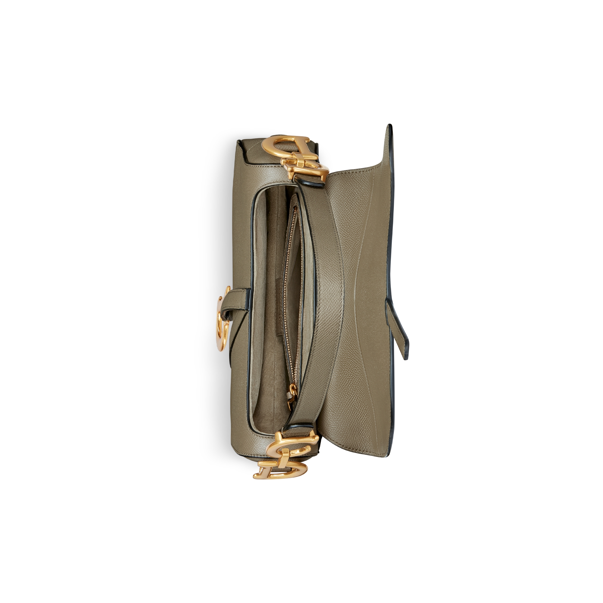 Saddle-tas met schouderband Kleigroen generfd kalfsleer E06