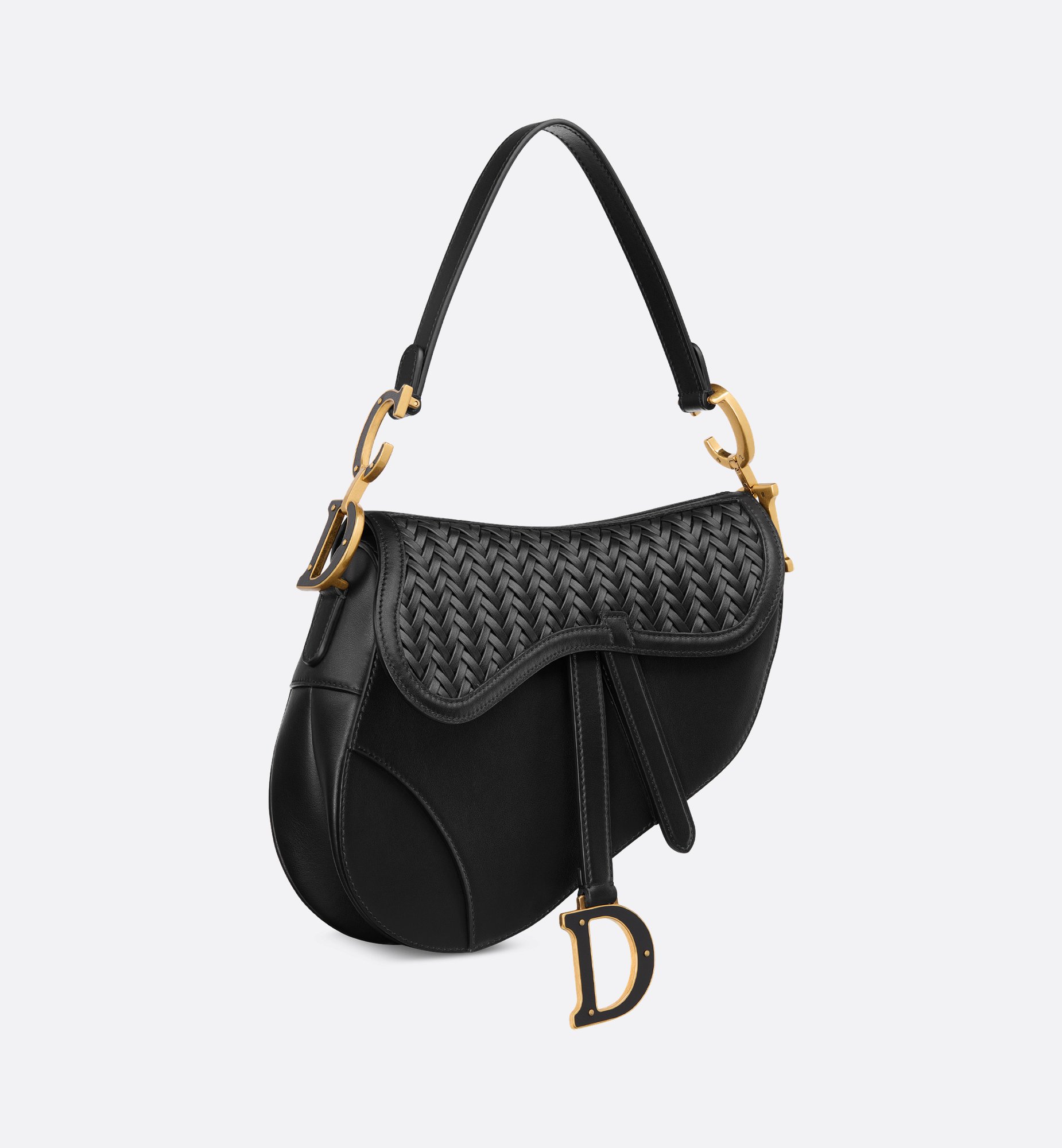 Saddle Bag with Strap Latte Smooth Calfskin and Braided Saddle Bag with Strap Latte Smooth Calfskin and Braided