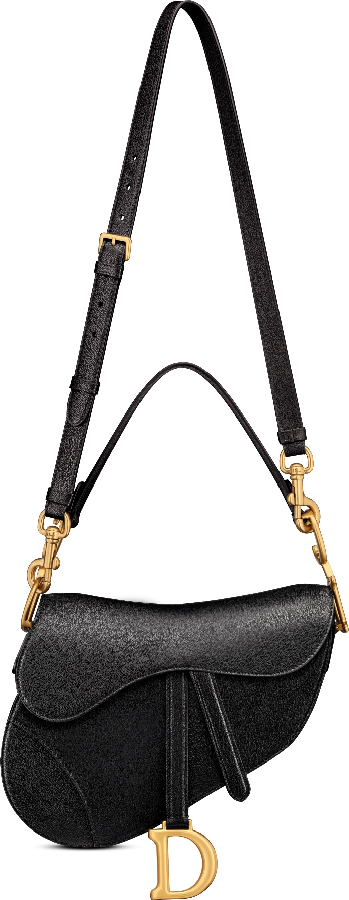 Saddle Bag with Strap Black Goatskin DIOR