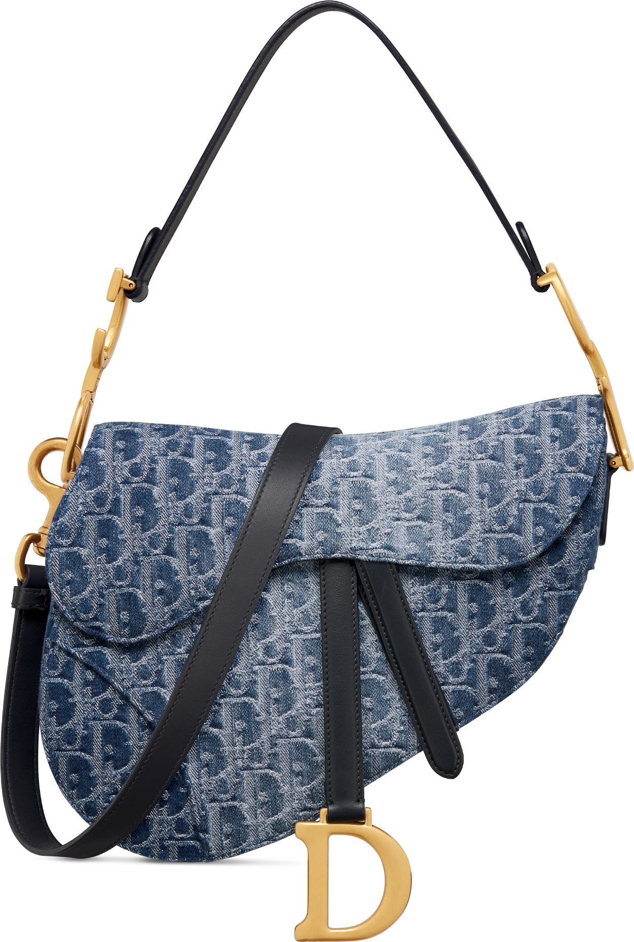 DIOR Saddle Bag With Strap Blue Denim Dior Oblique Jacquard Women