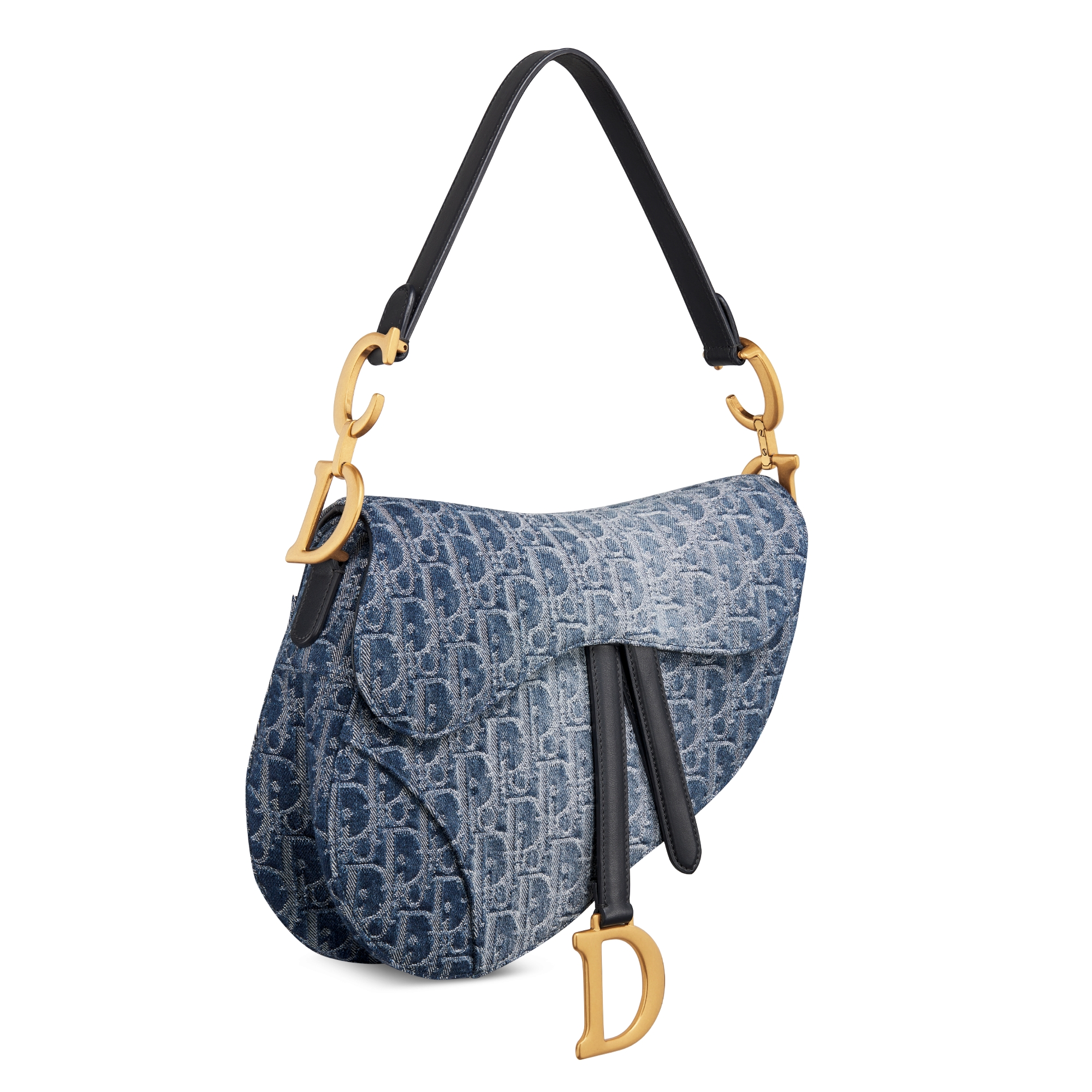 Saddle 馬鞍包附肩背帶 藍色 Denim Dior Oblique 緹花 E03