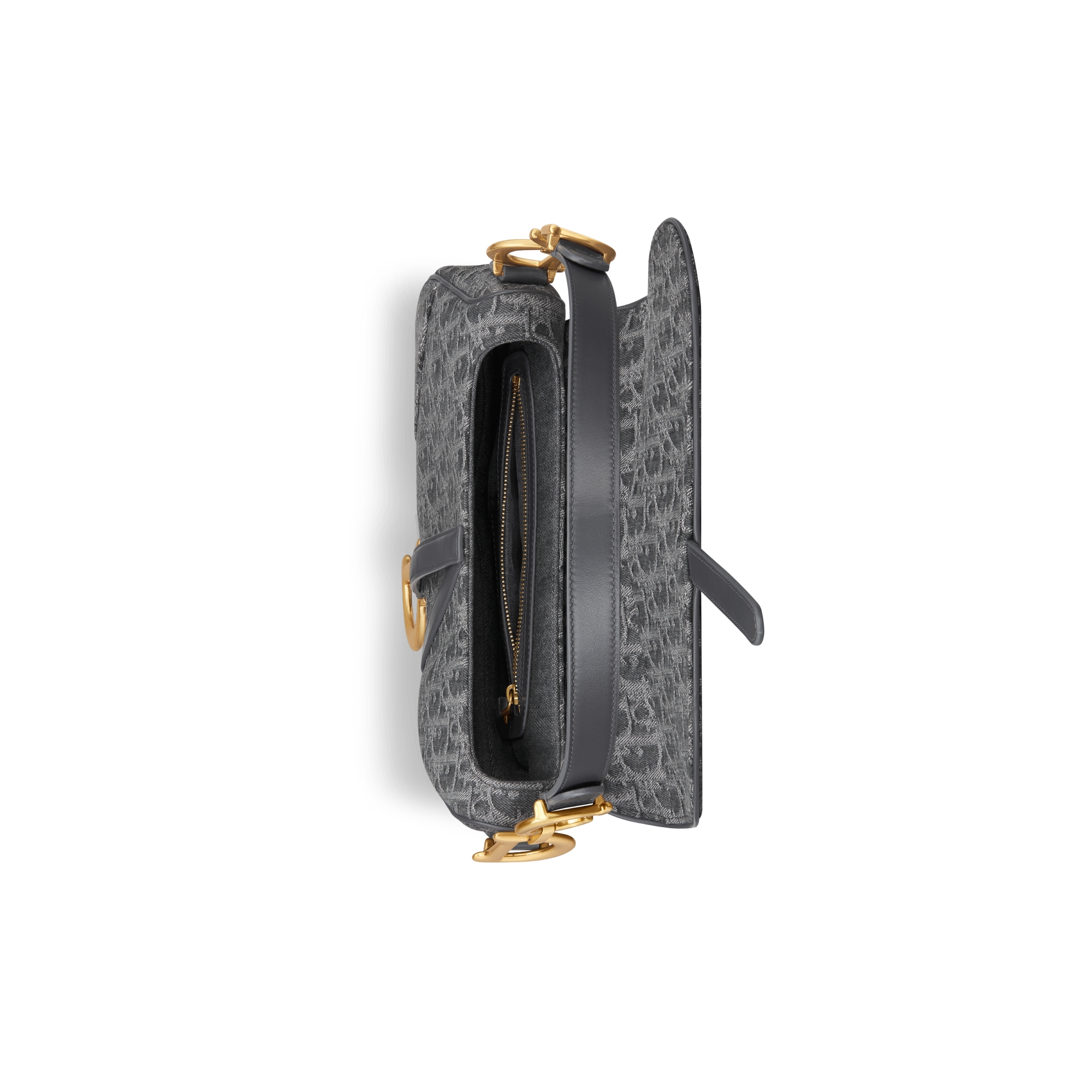 Saddle Bag mit Trageriemen Denim Dior Oblique Jacquard in Grau E06