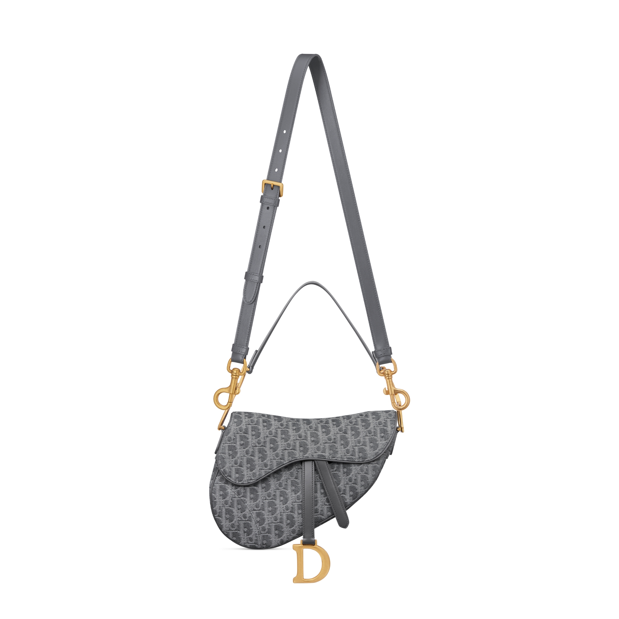 Saddle Bag mit Trageriemen Denim Dior Oblique Jacquard in Grau E07