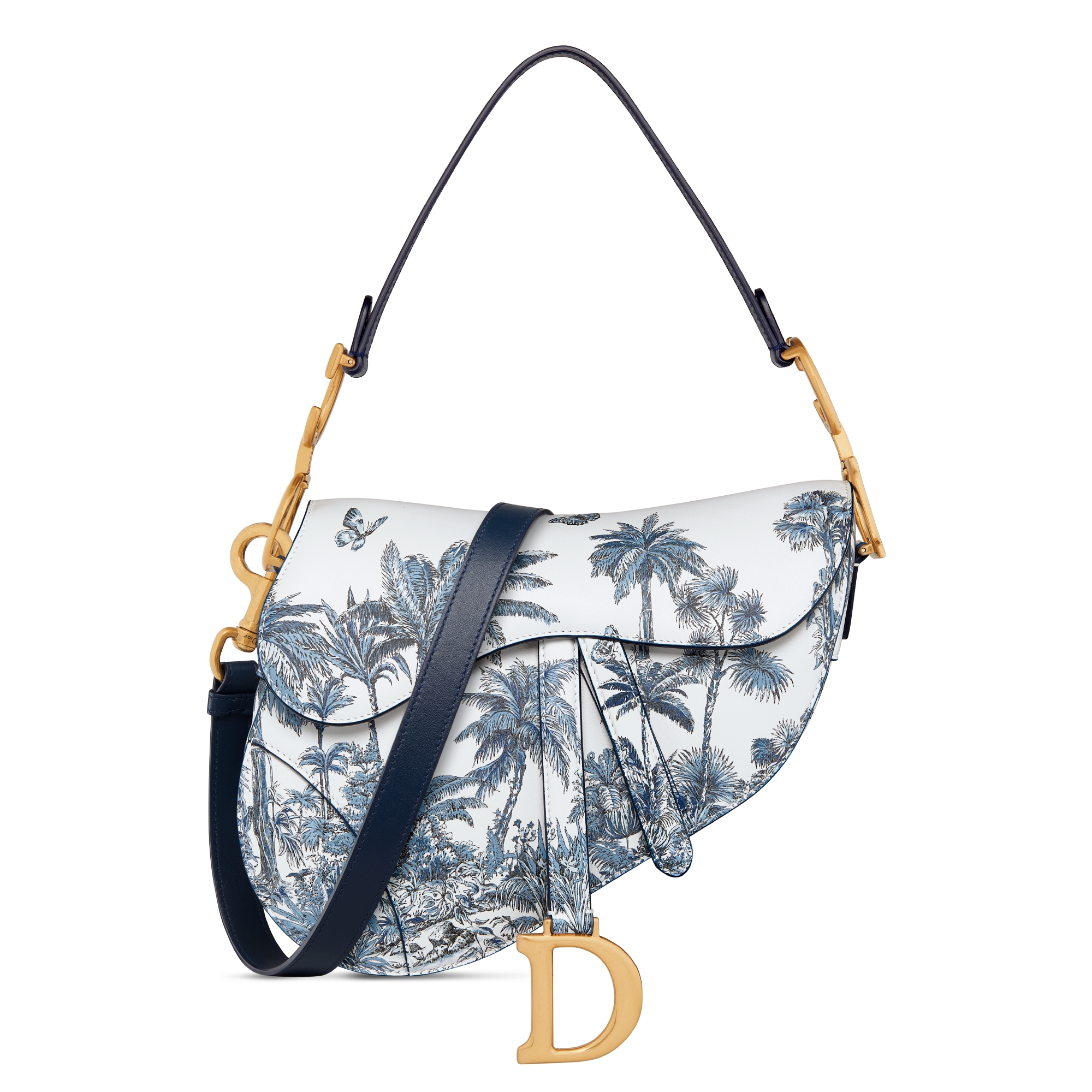 Borsa a tracolla Saddle Pelle di vitello con stampa Saisons Printemps-Été multicolore