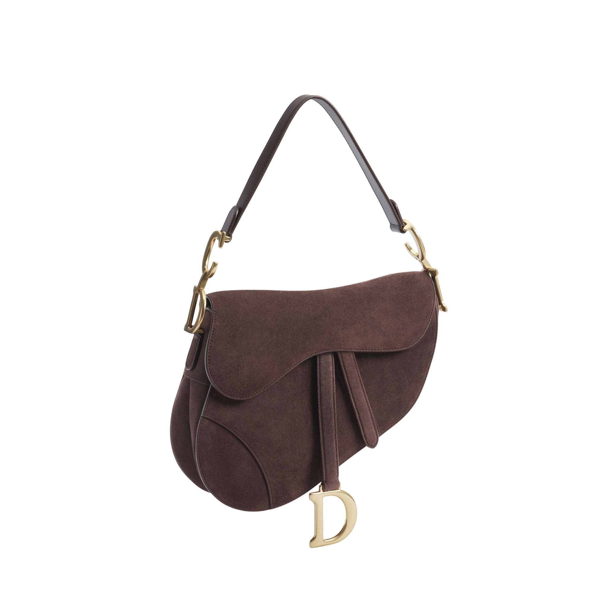 Saddle Bag with Strap Chocolate Suede Goatskin | DIOR