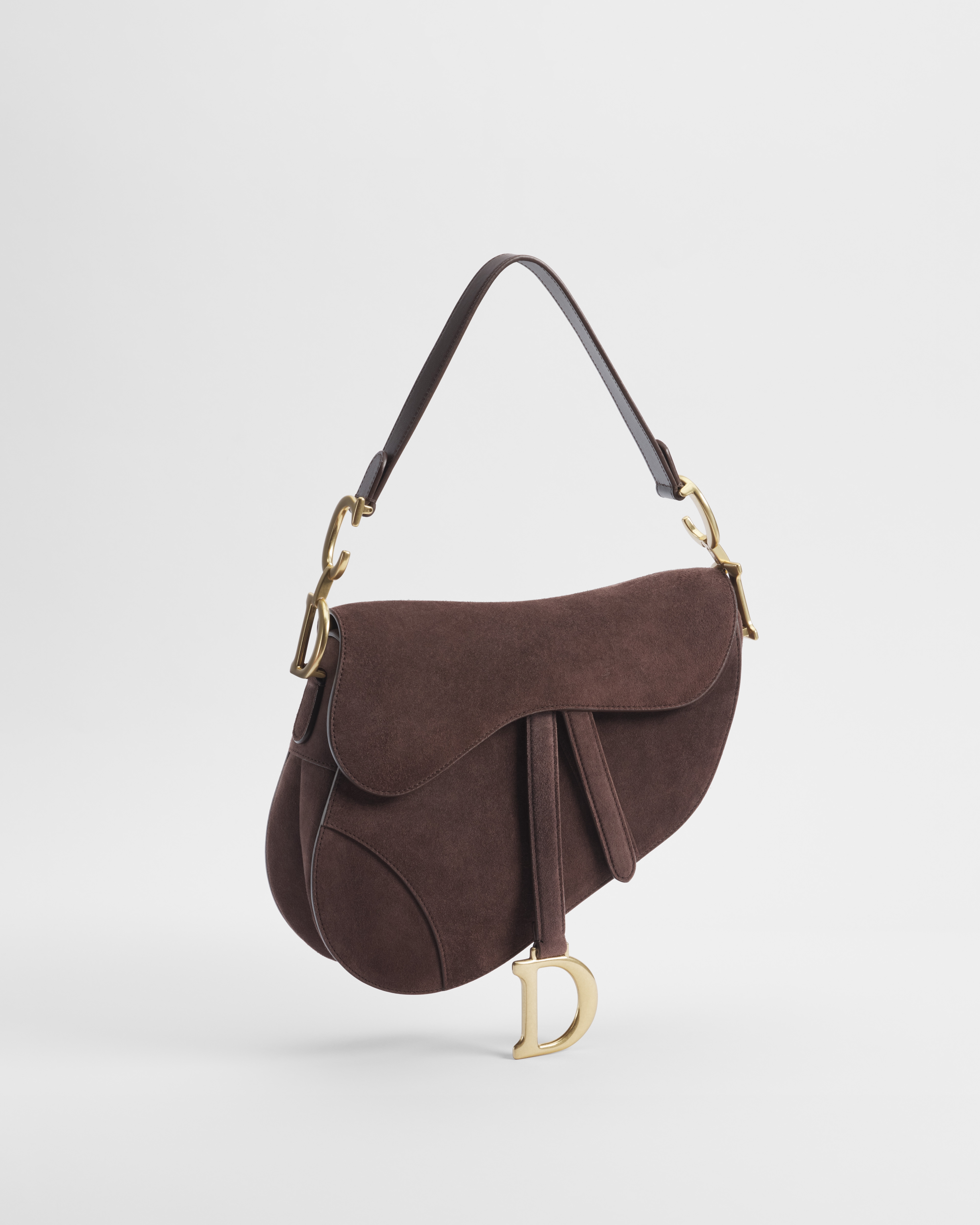 Saddle Bag with Strap Chocolate Suede Goatskin E01
