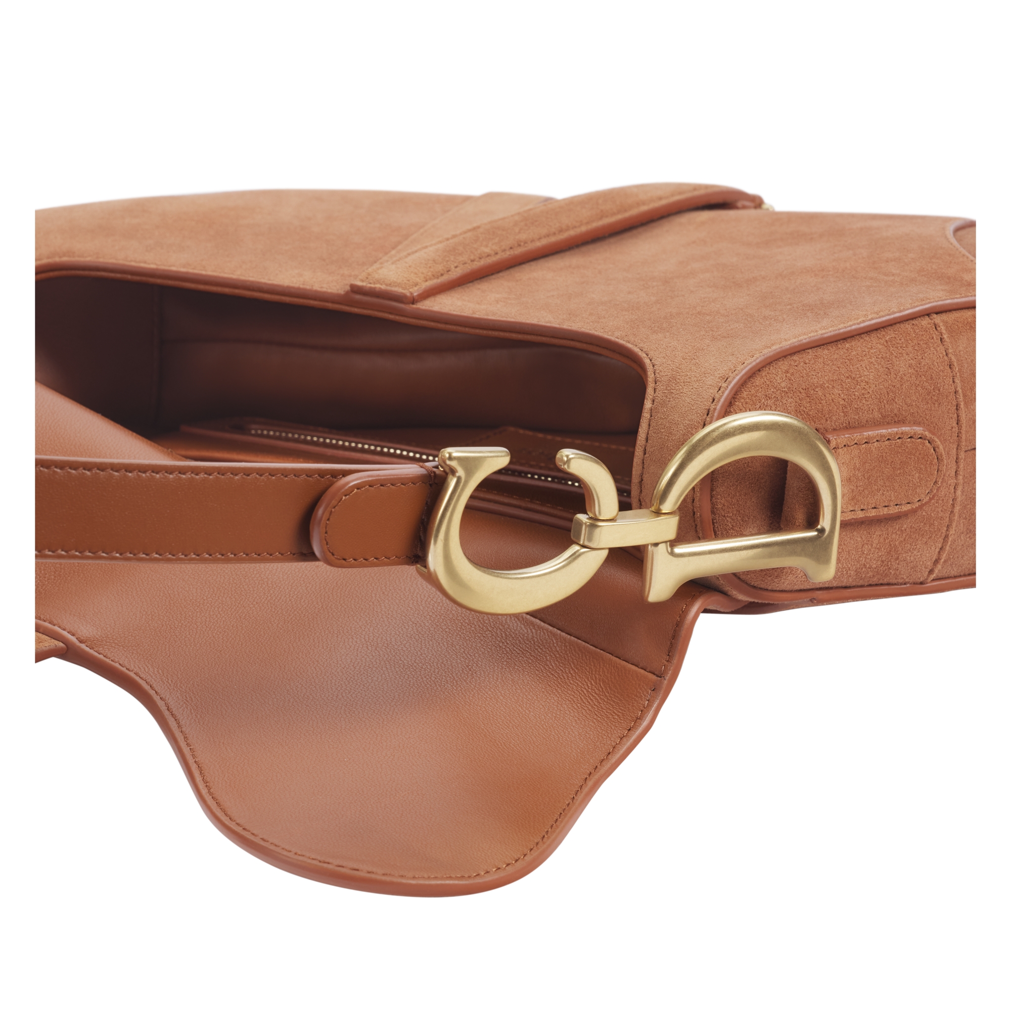 Saddle Bag with Strap Marron Bobby Suede Goatskin E06