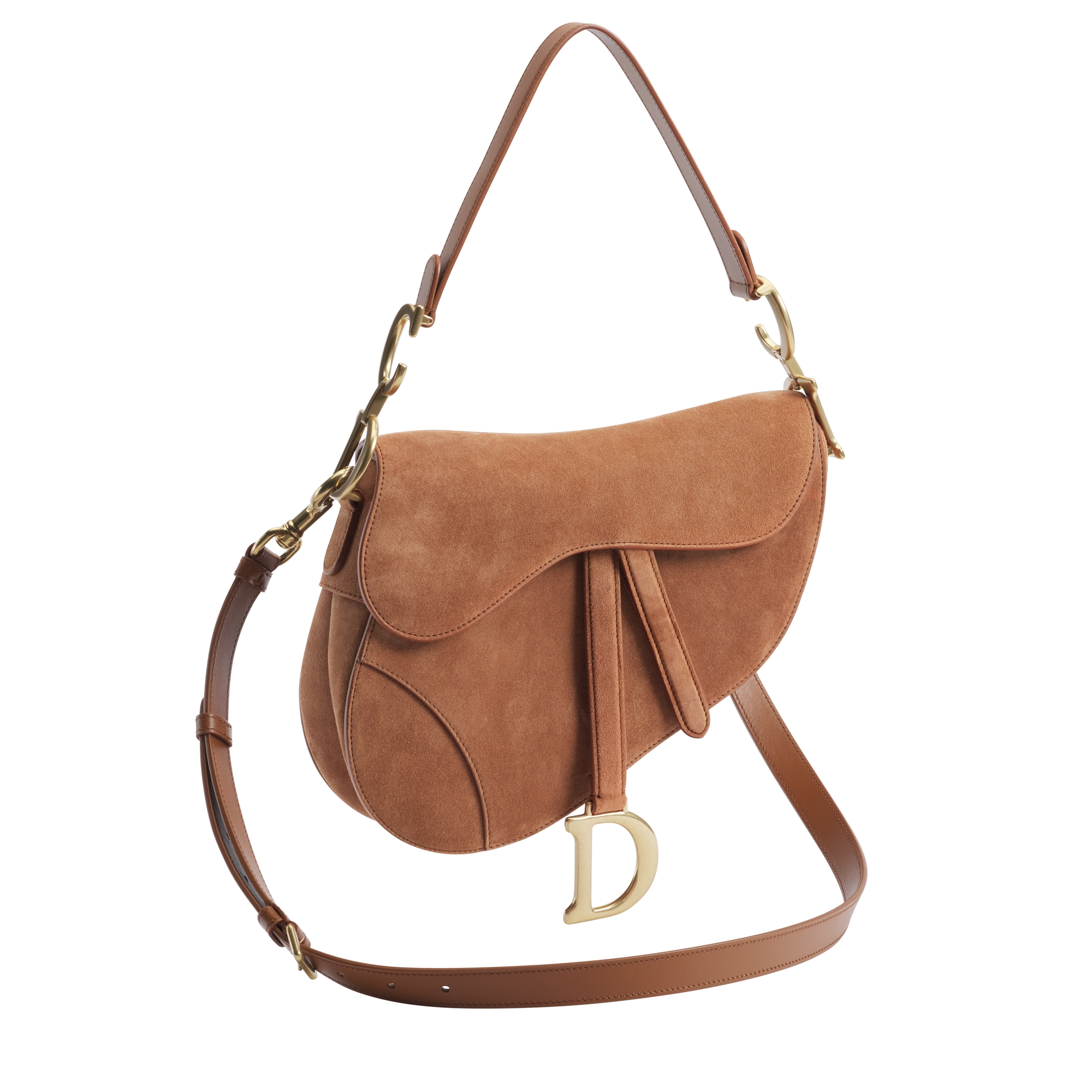 Saddle Bag with Strap Marron Bobby Suede Goatskin E07