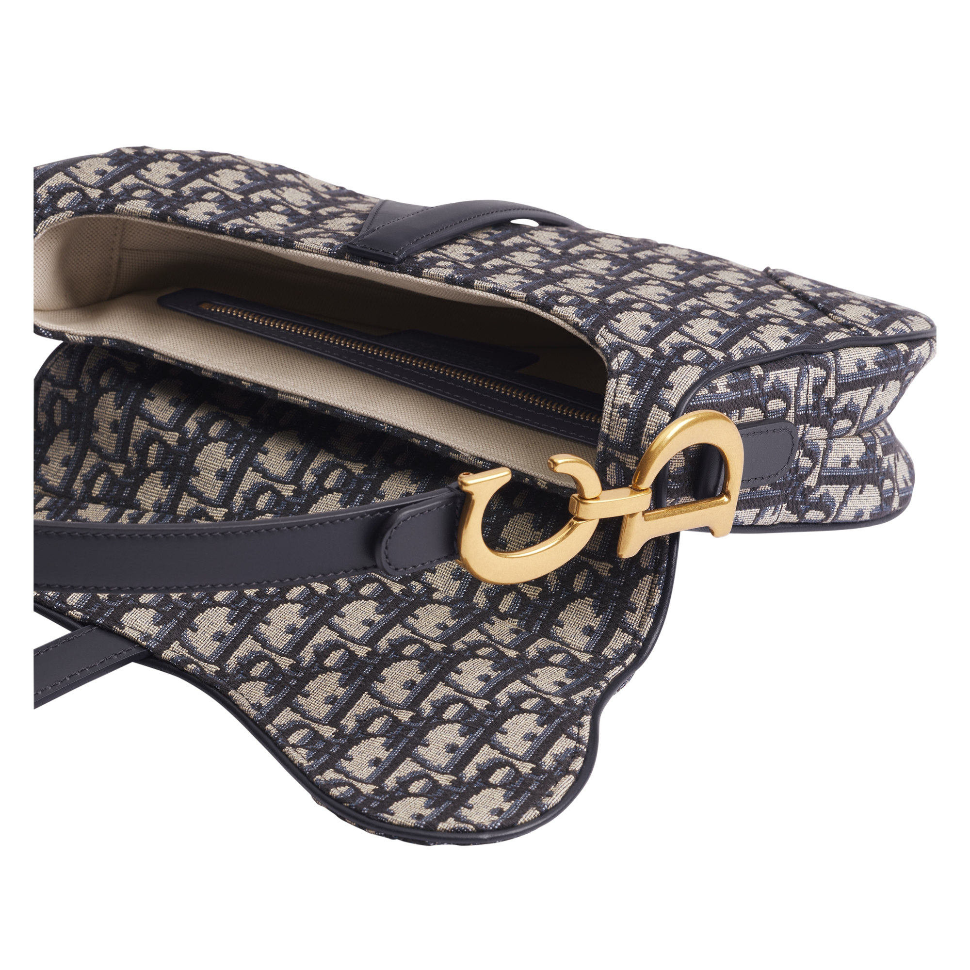 Saddle Bag with Strap Blue Dior Oblique Jacquard E12