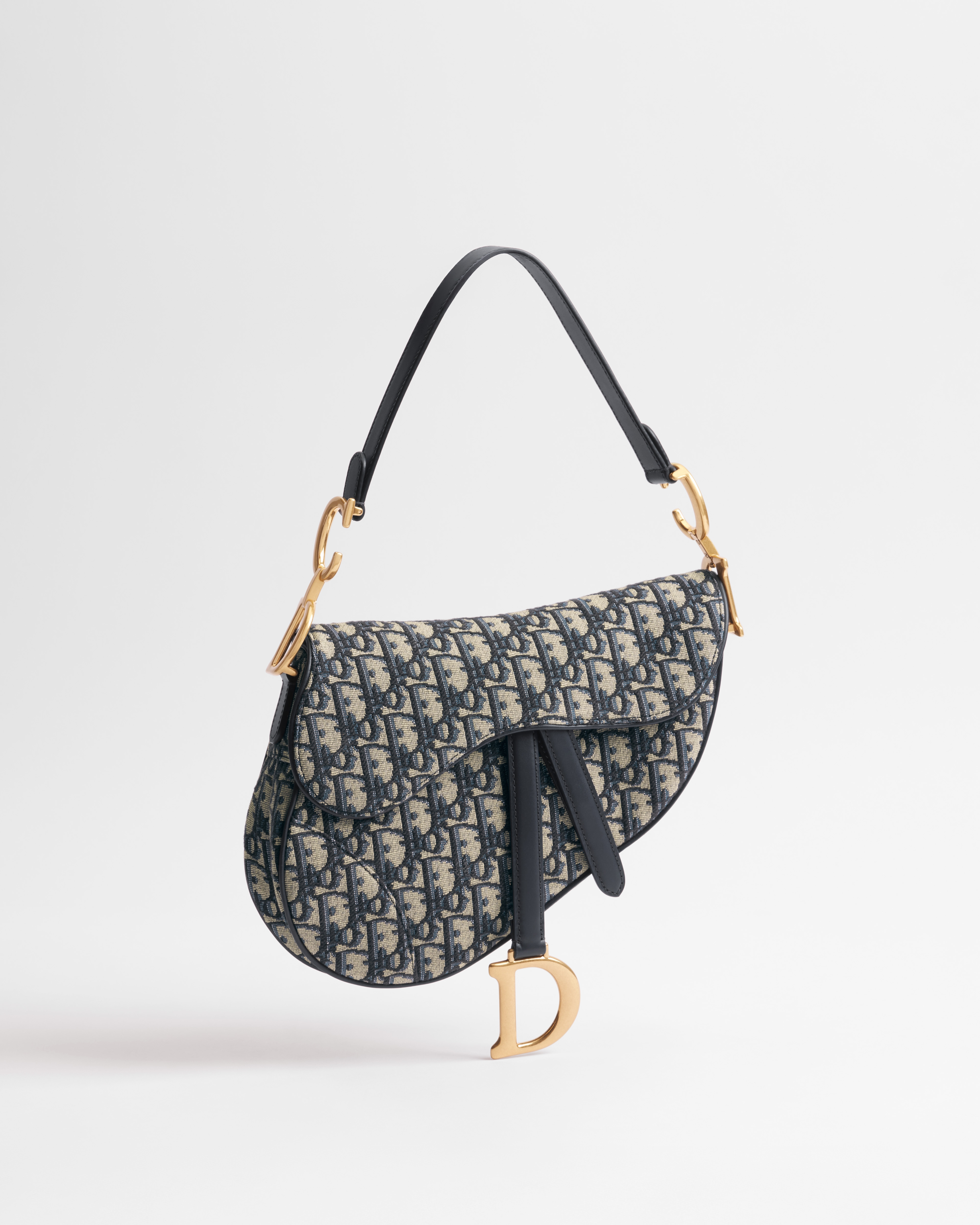 Saddle Bag mit Trageriemen Dior Oblique Jacquard in Blau E01