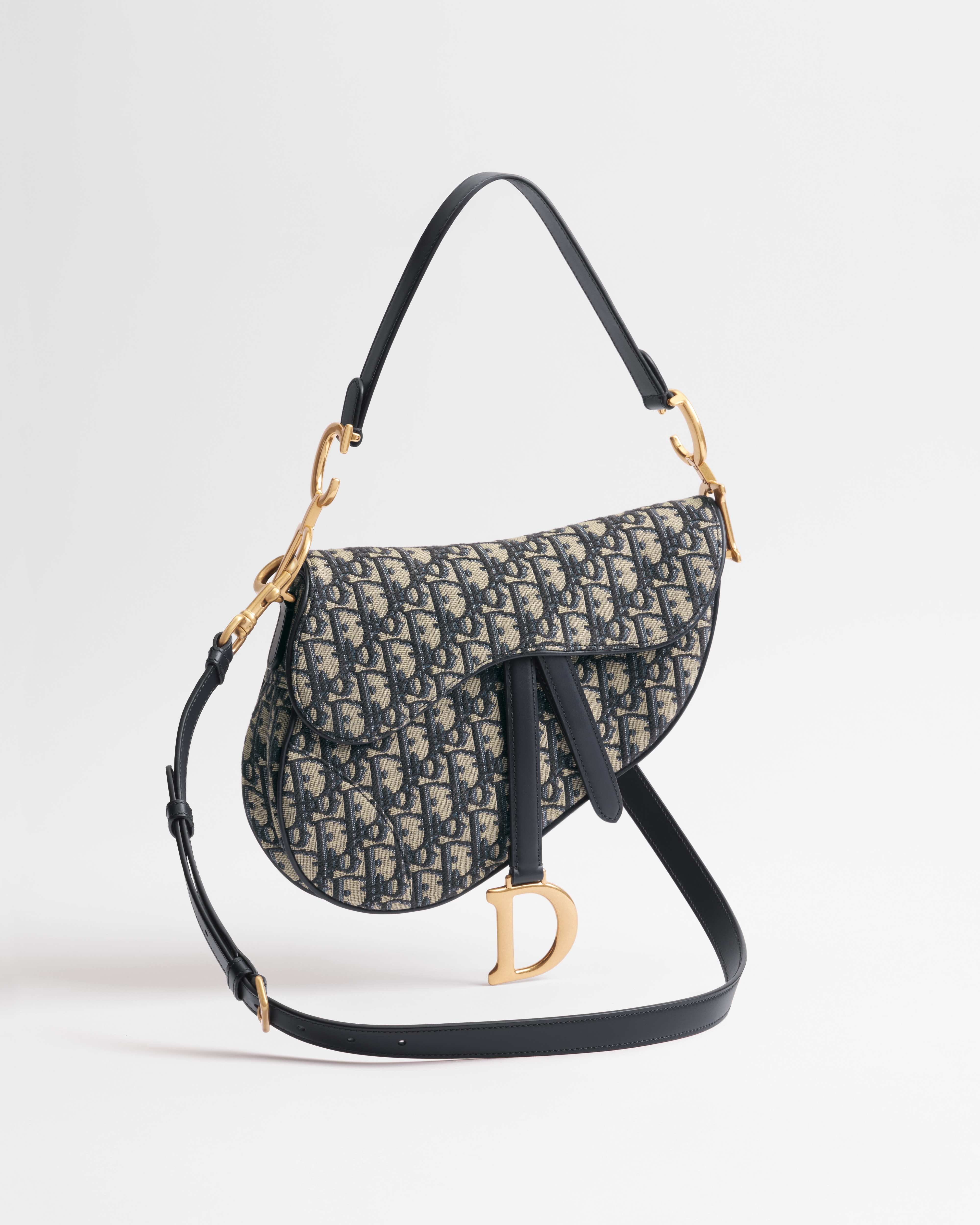 Saddle Bag mit Trageriemen Dior Oblique Jacquard in Blau E03