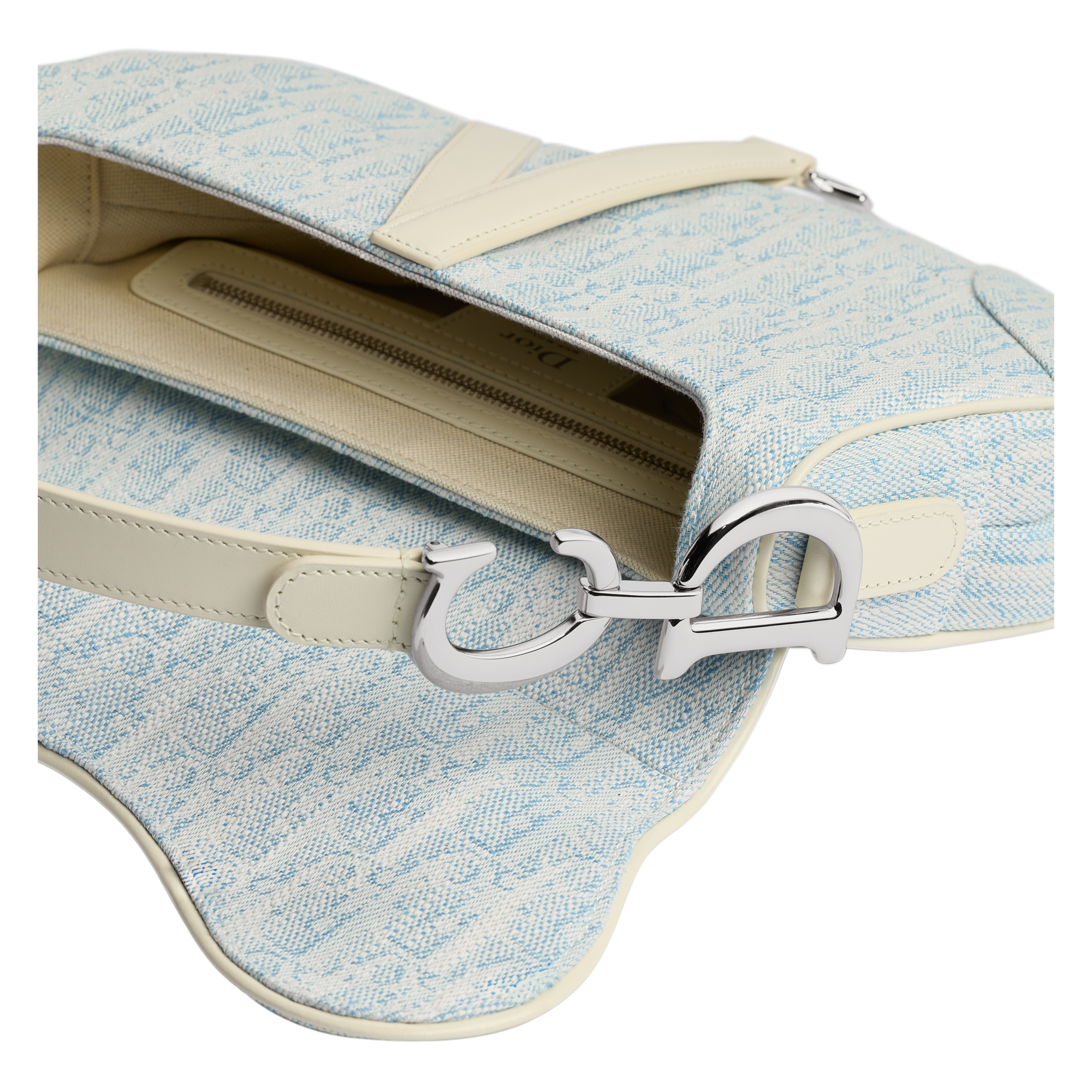 Saddle Bag with Strap Céleste Blue Dior Oblique Washed Jacquard E06