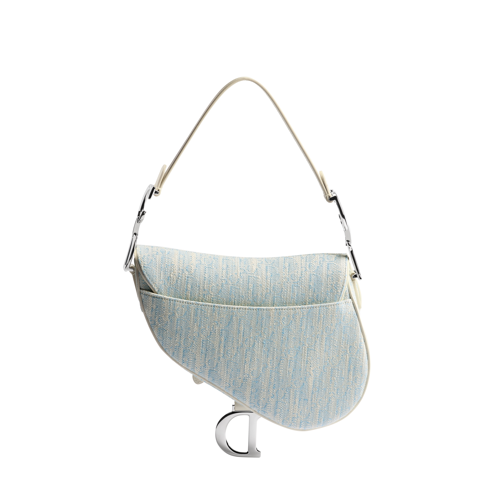 Saddle Bag with Strap Céleste Blue Dior Oblique Washed Jacquard E08