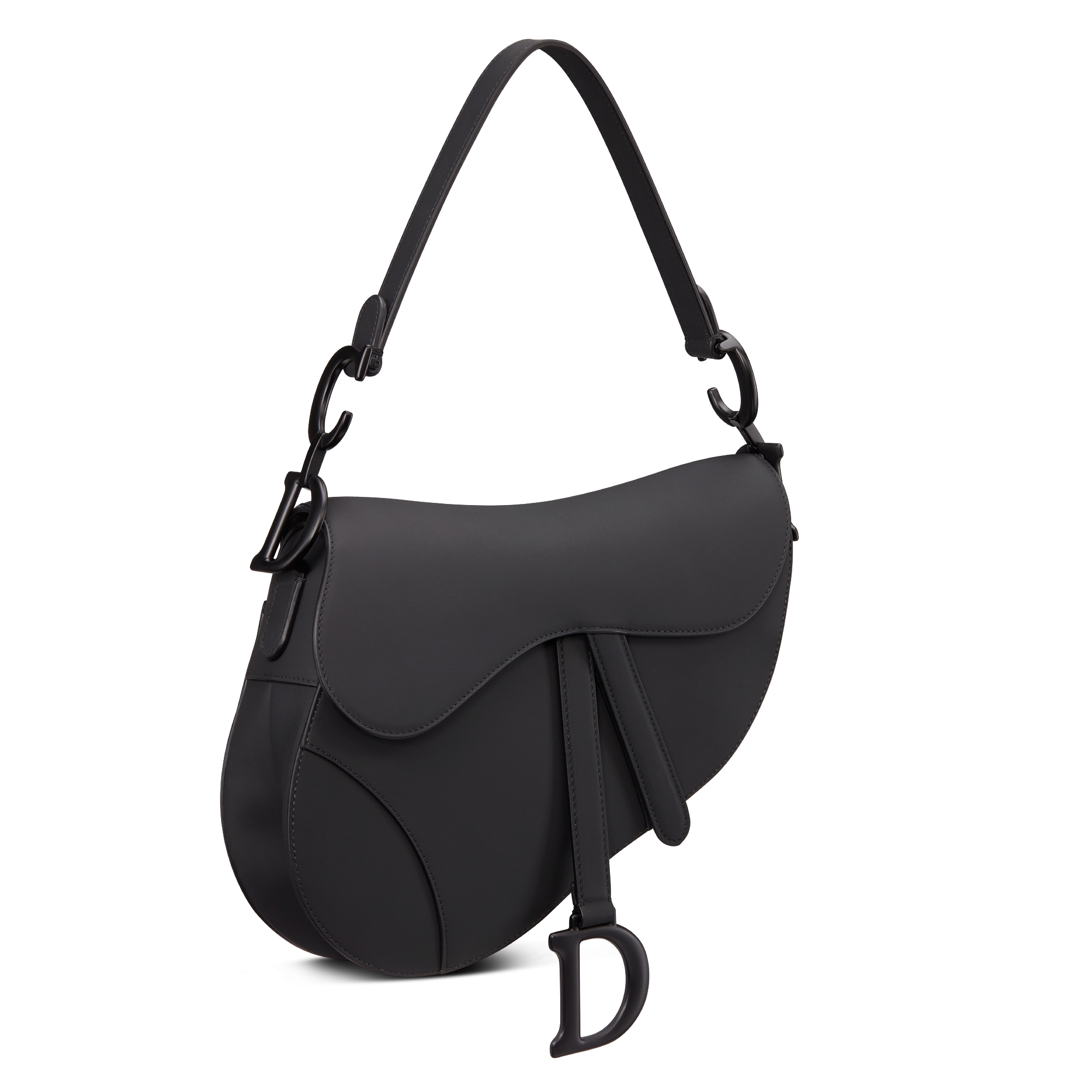 Saddle Bag with Strap Black Ultramatte Calfskin E03