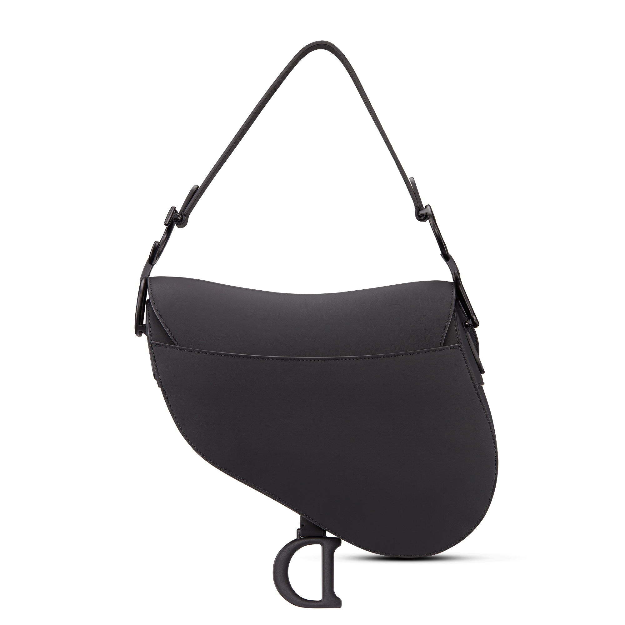 Saddle Bag with Strap Black Ultramatte Calfskin E08