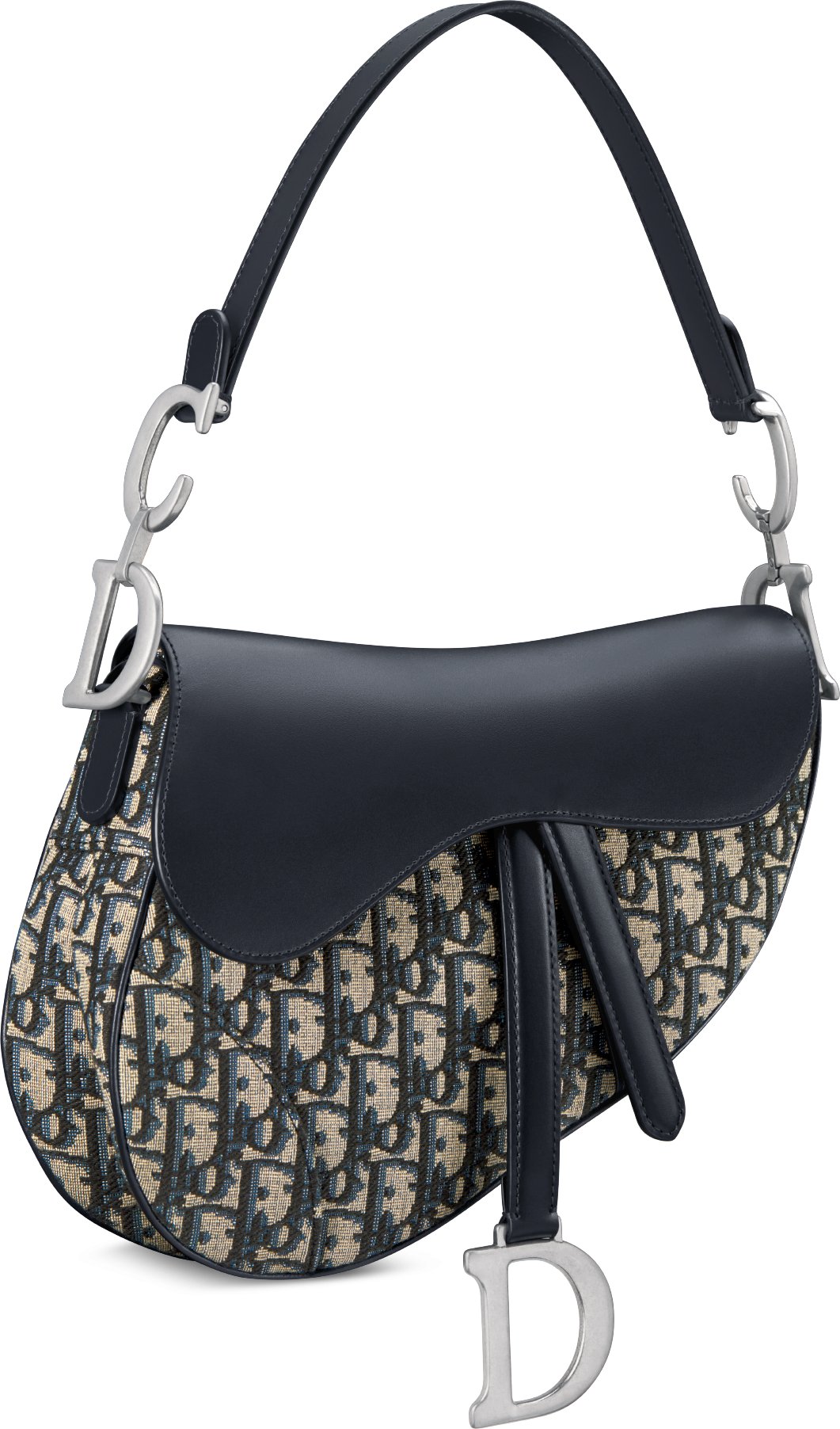 Saddle Bag with Strap Blue Dior Oblique Jacquard and Smooth Calfskin | DIOR