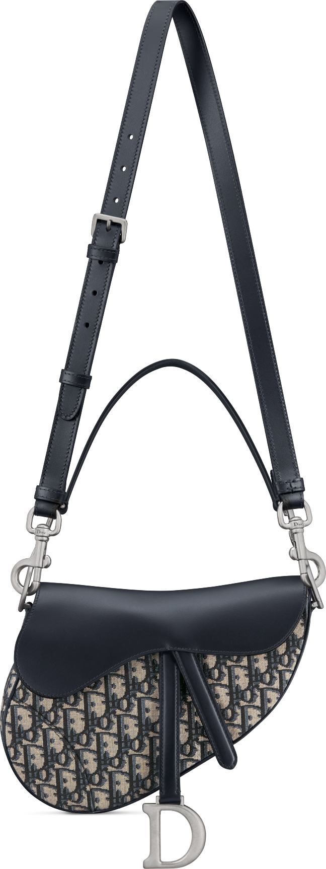 Saddle Bag with Strap Blue Dior Oblique Jacquard and Smooth Calfskin DIOR