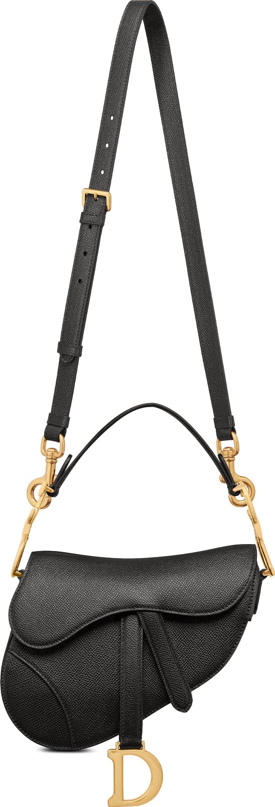 Mini Saddle Bag with Strap Black Grained Calfskin DIOR
