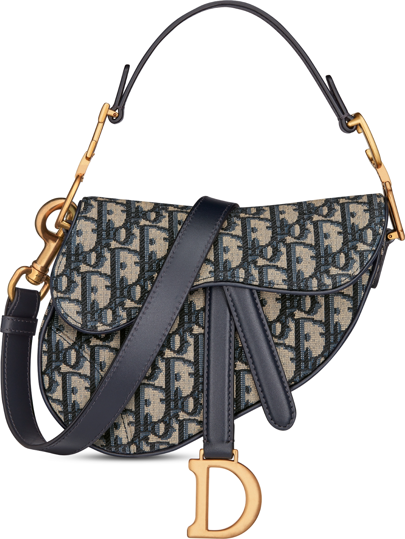 Mini Saddle Bag with Strap Blue Dior Oblique Jacquard DIOR