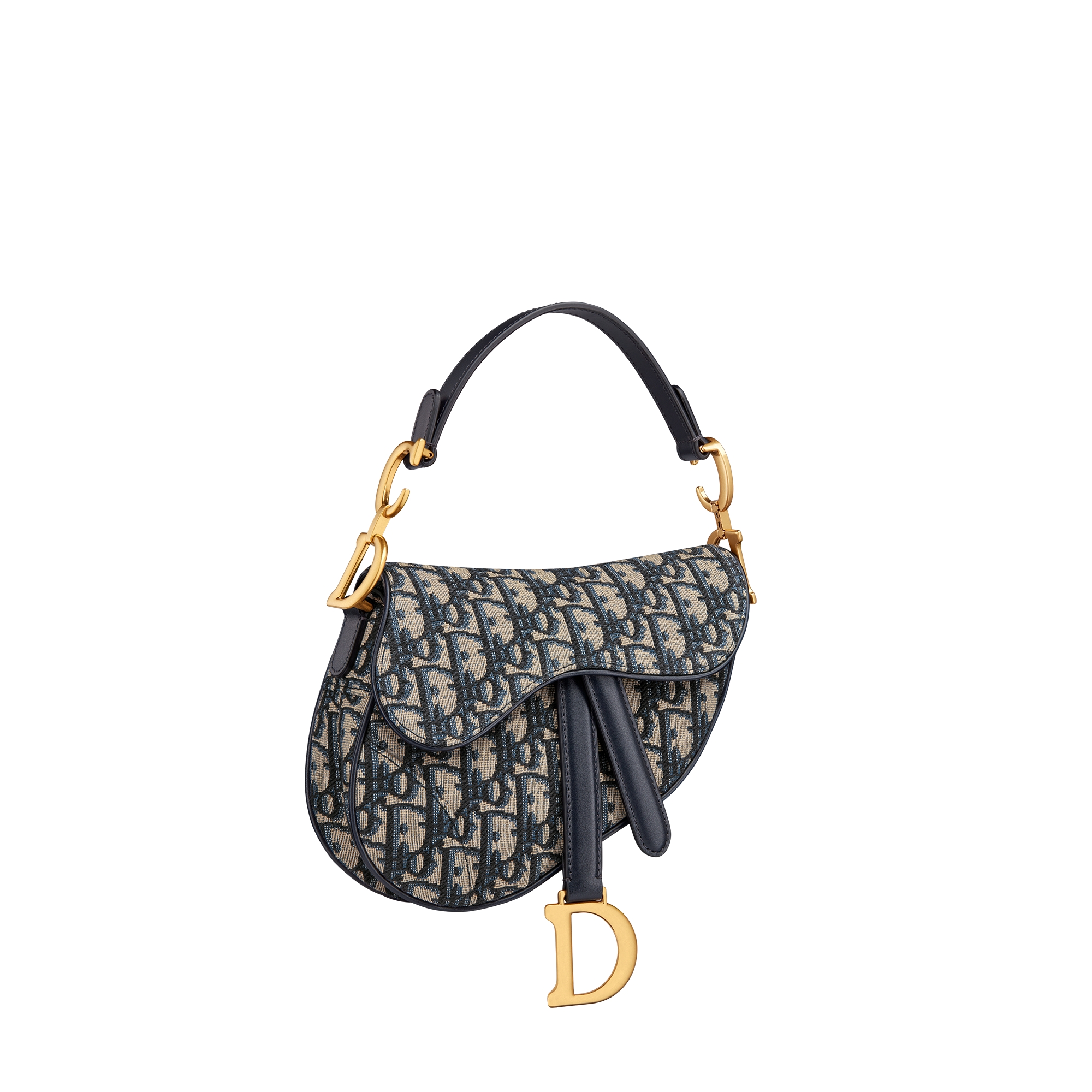 Mini Saddle Bag with Strap Blue Dior Oblique Jacquard E03