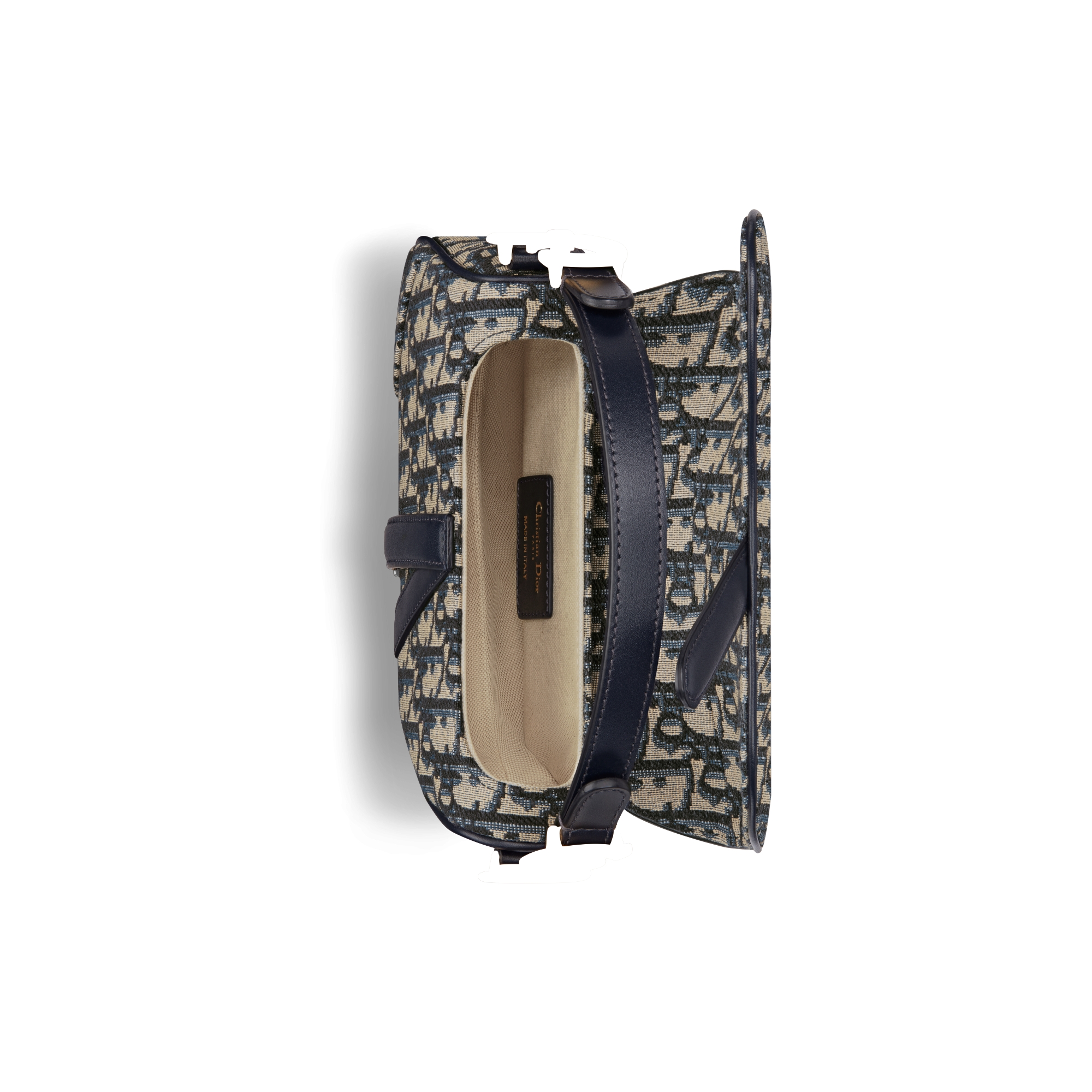 Mini Saddle-tas met schouderband Blauwe Dior Oblique-jacquard E06