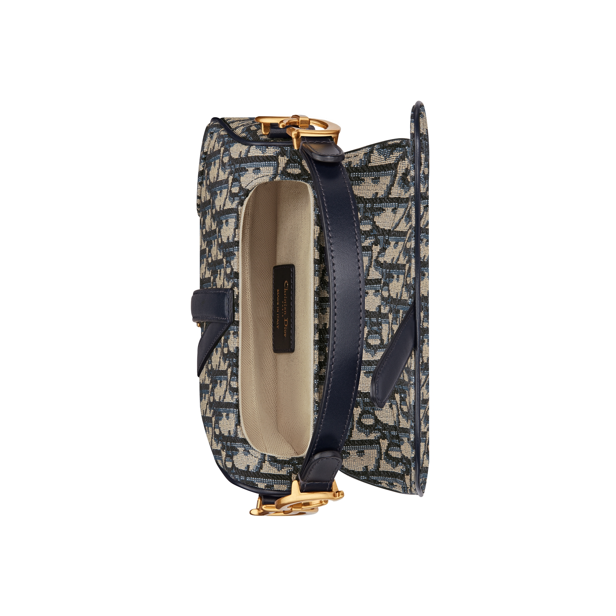 Mini Saddle Bag with Strap Blue Dior Oblique Jacquard E06