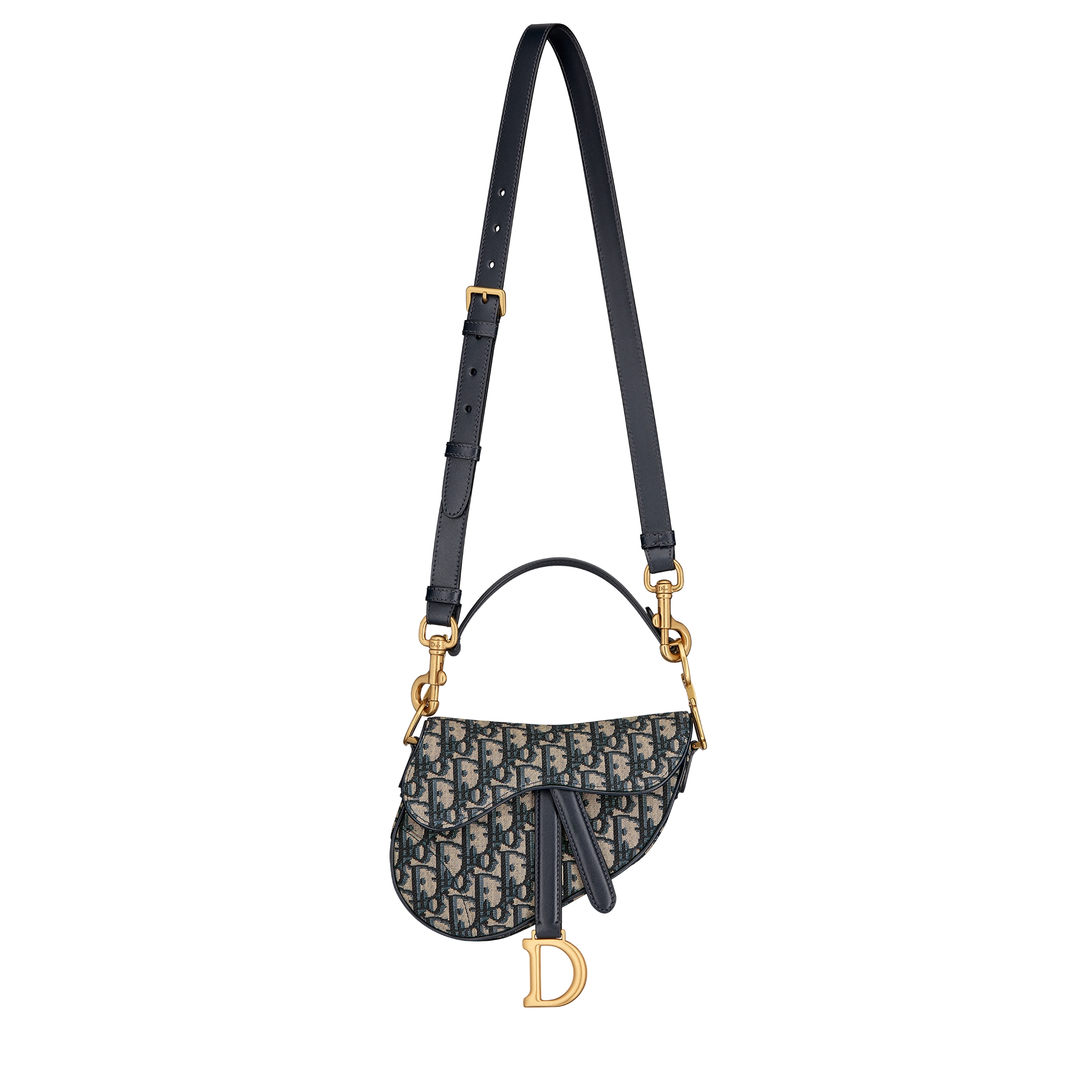 Mini Saddle Bag with Strap Blue Dior Oblique Jacquard E07