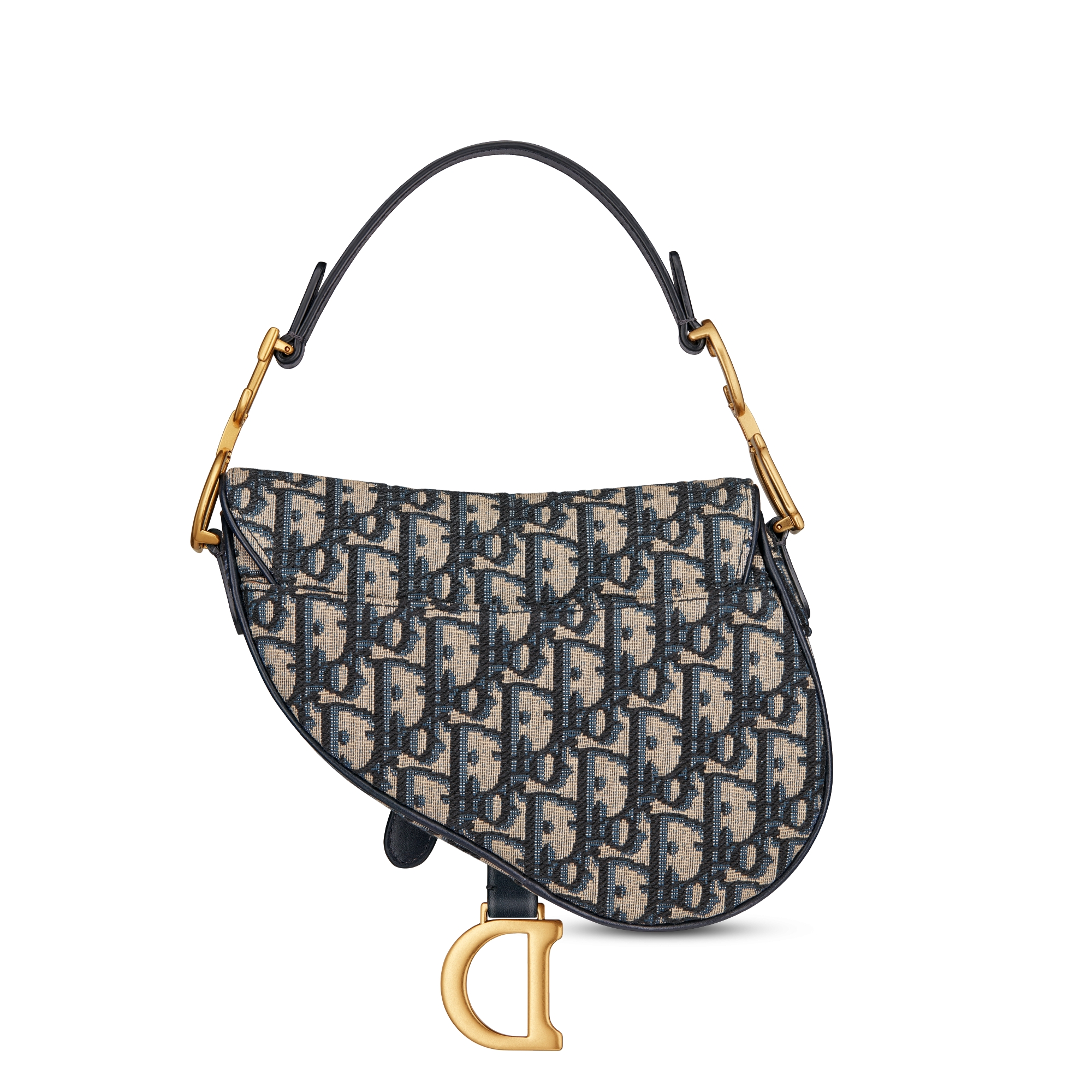 Mini Saddle-tas met schouderband Blauwe Dior Oblique-jacquard E08