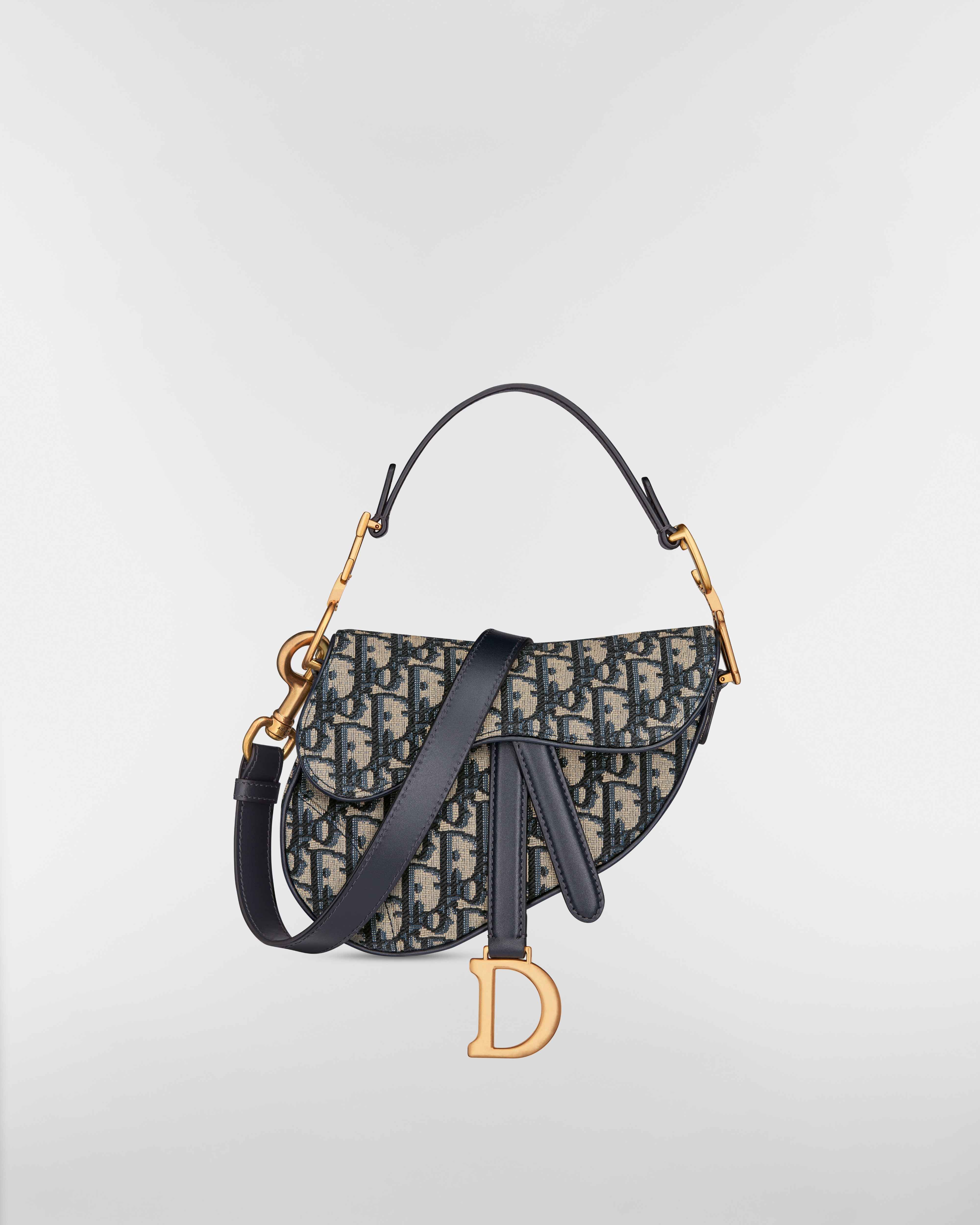 Mini Saddle Bag mit Trageriemen Dior Oblique Jacquard in Blau E01