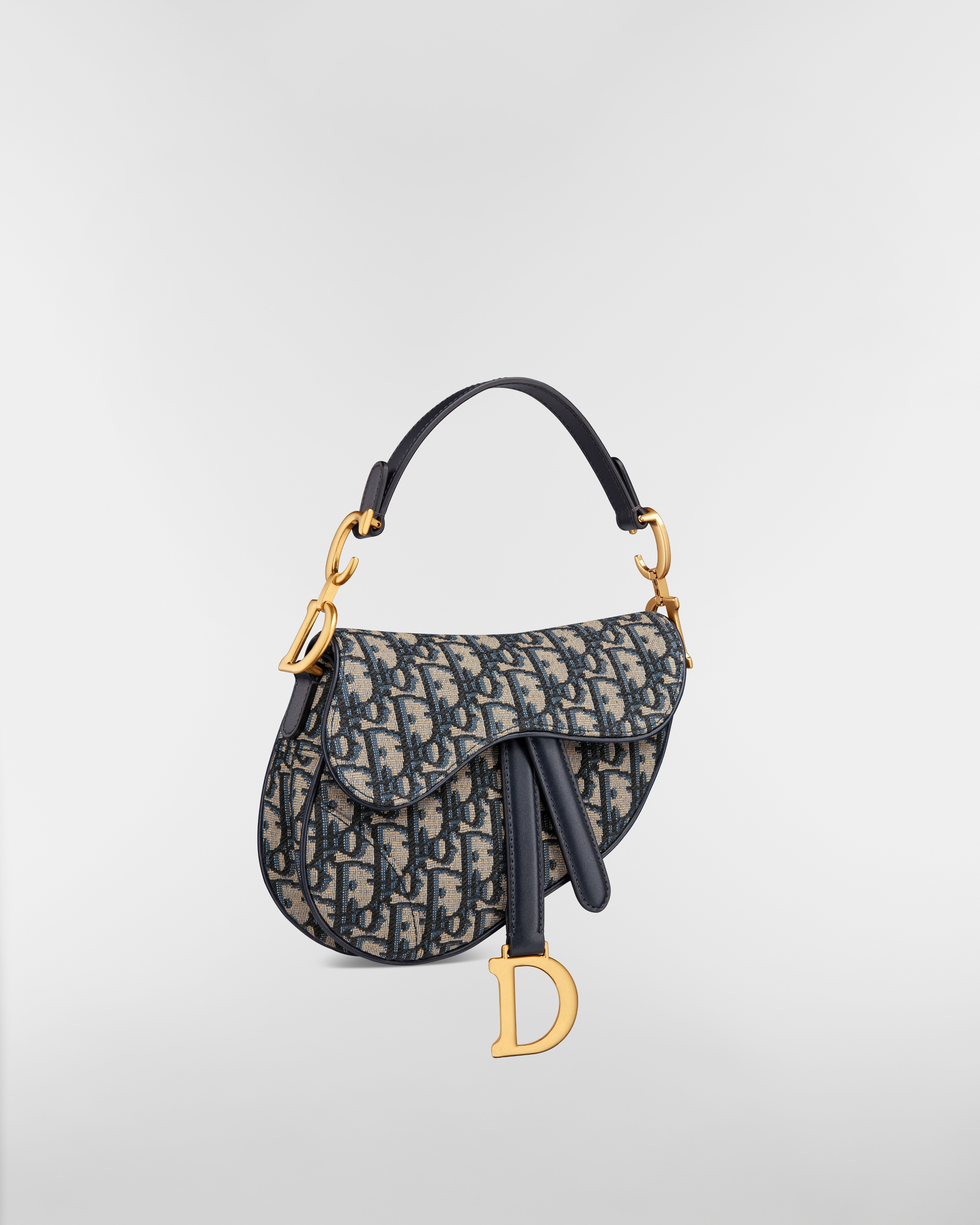Mini Saddle Bag mit Trageriemen Dior Oblique Jacquard in Blau E03