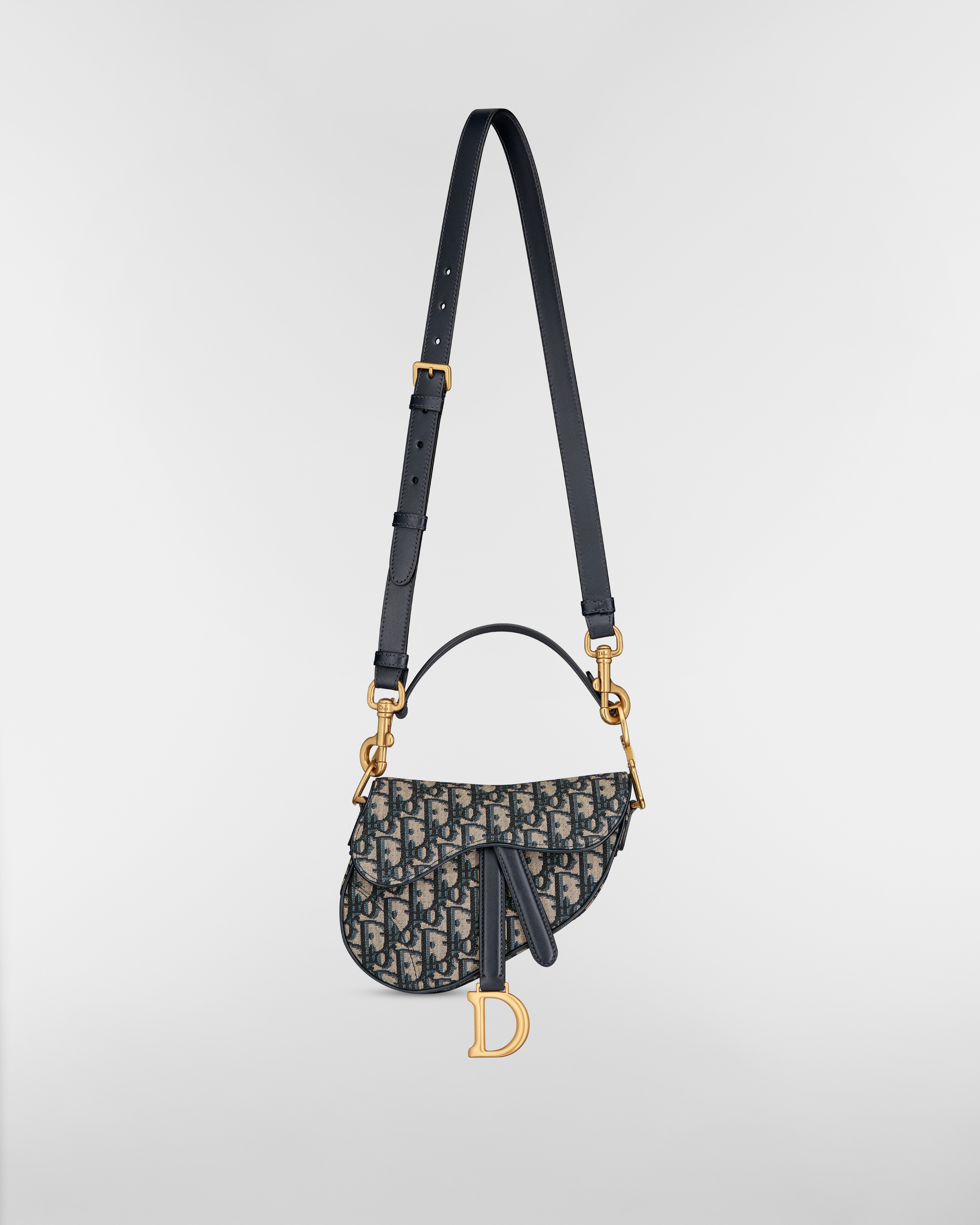 Mini Saddle Bag mit Trageriemen Dior Oblique Jacquard in Blau E07