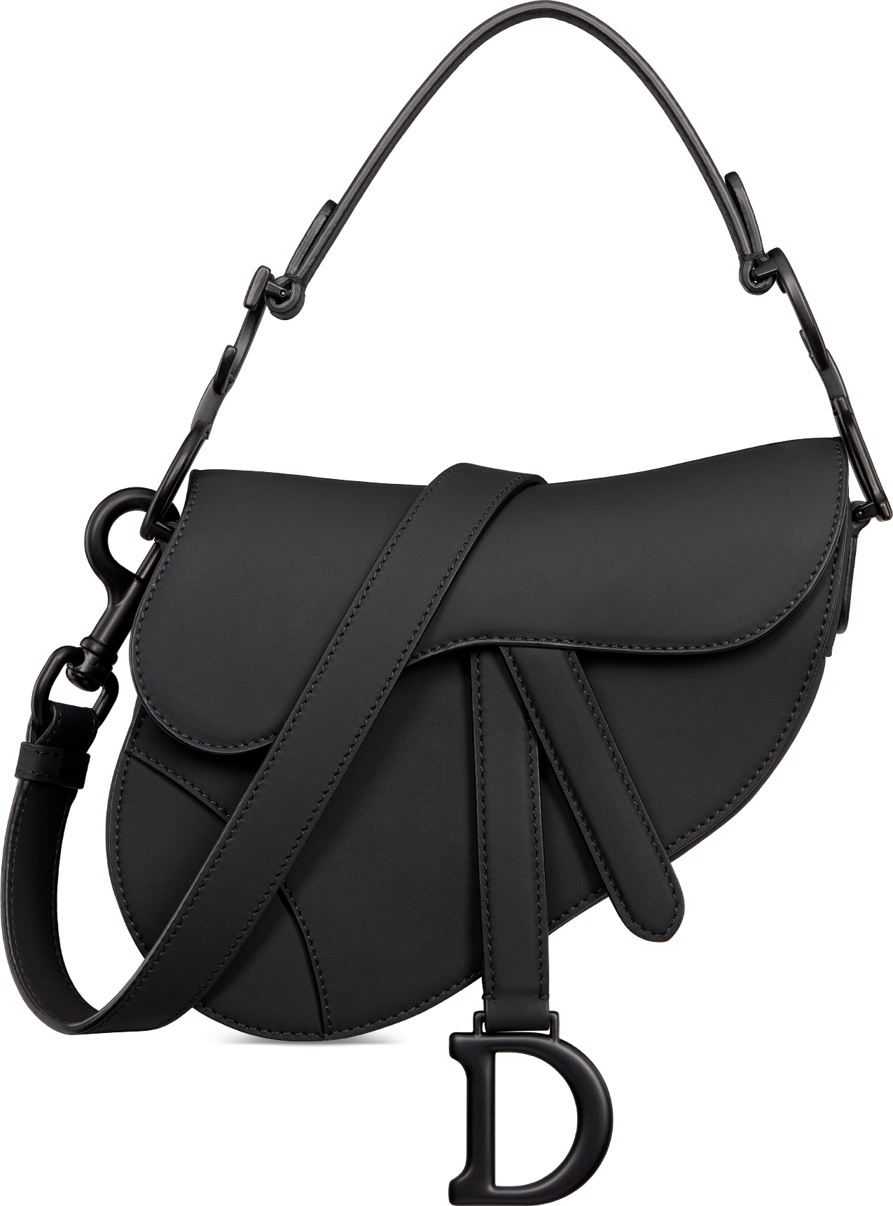 Mini Saddle Bag with Strap Black Ultramatte Calfskin DIOR