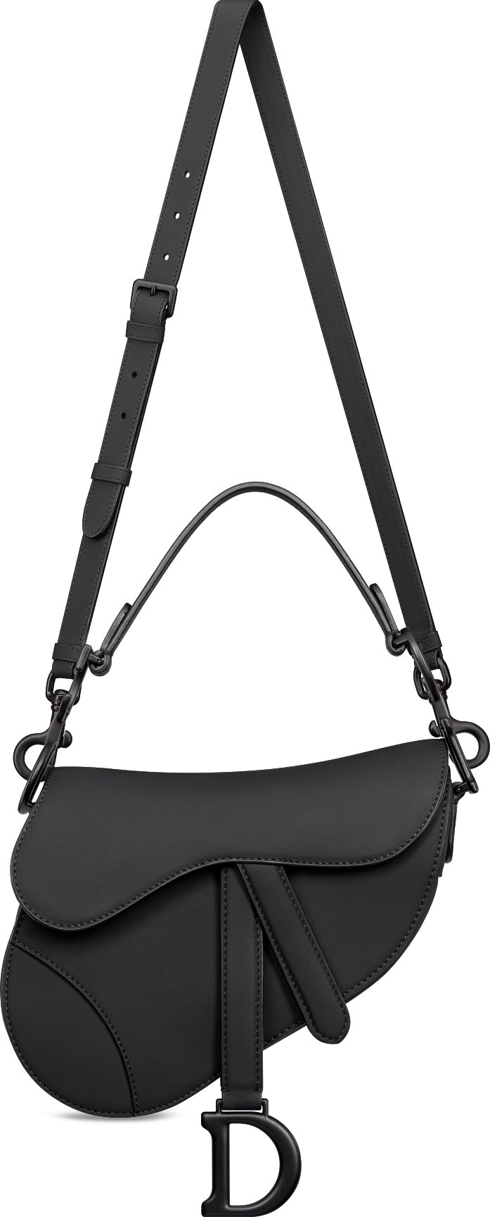 DIOR Mini Saddle Bag With Strap Black Ultramatte Calfskin Women