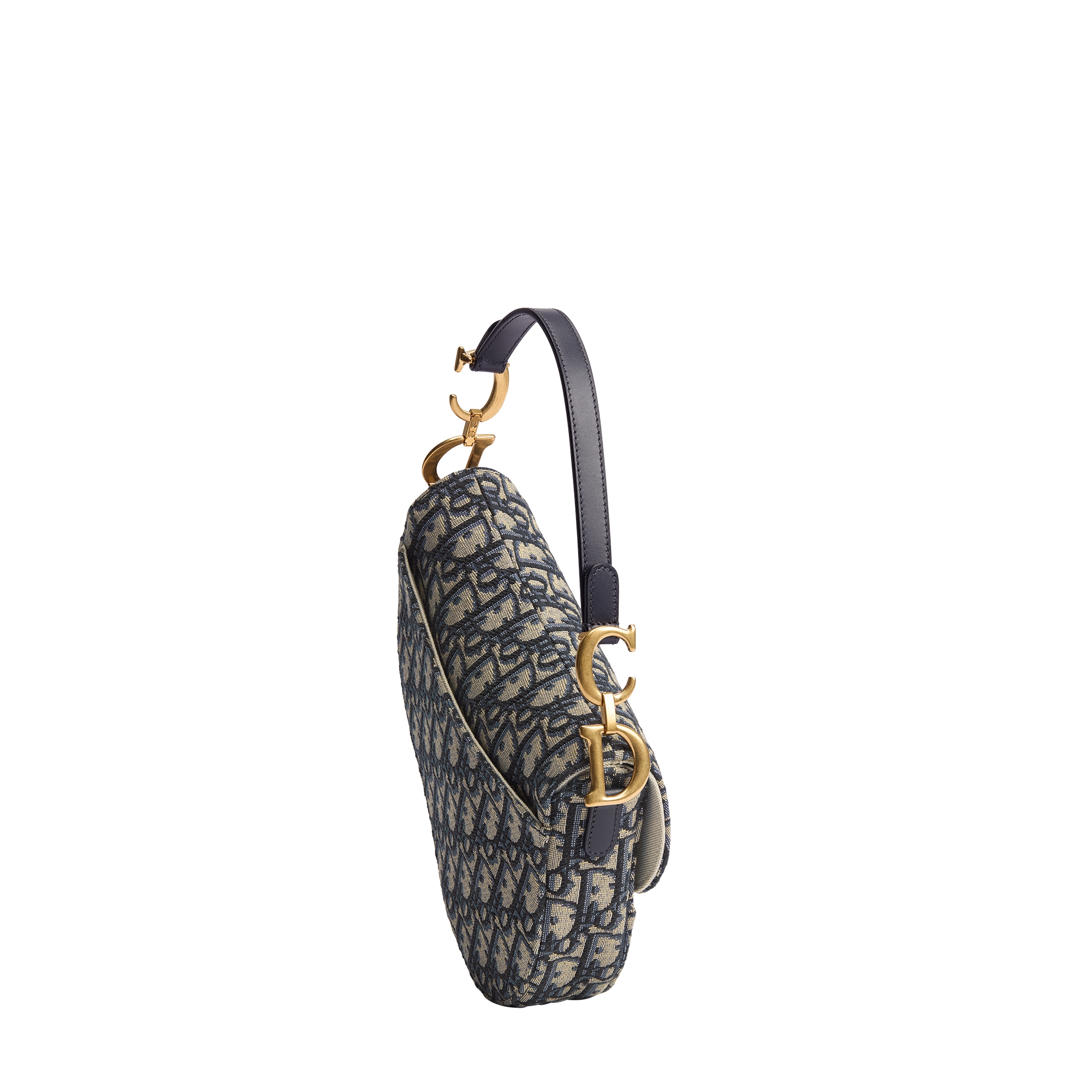 Small Saddle Bag with Strap Blue Dior Oblique Jacquard E02