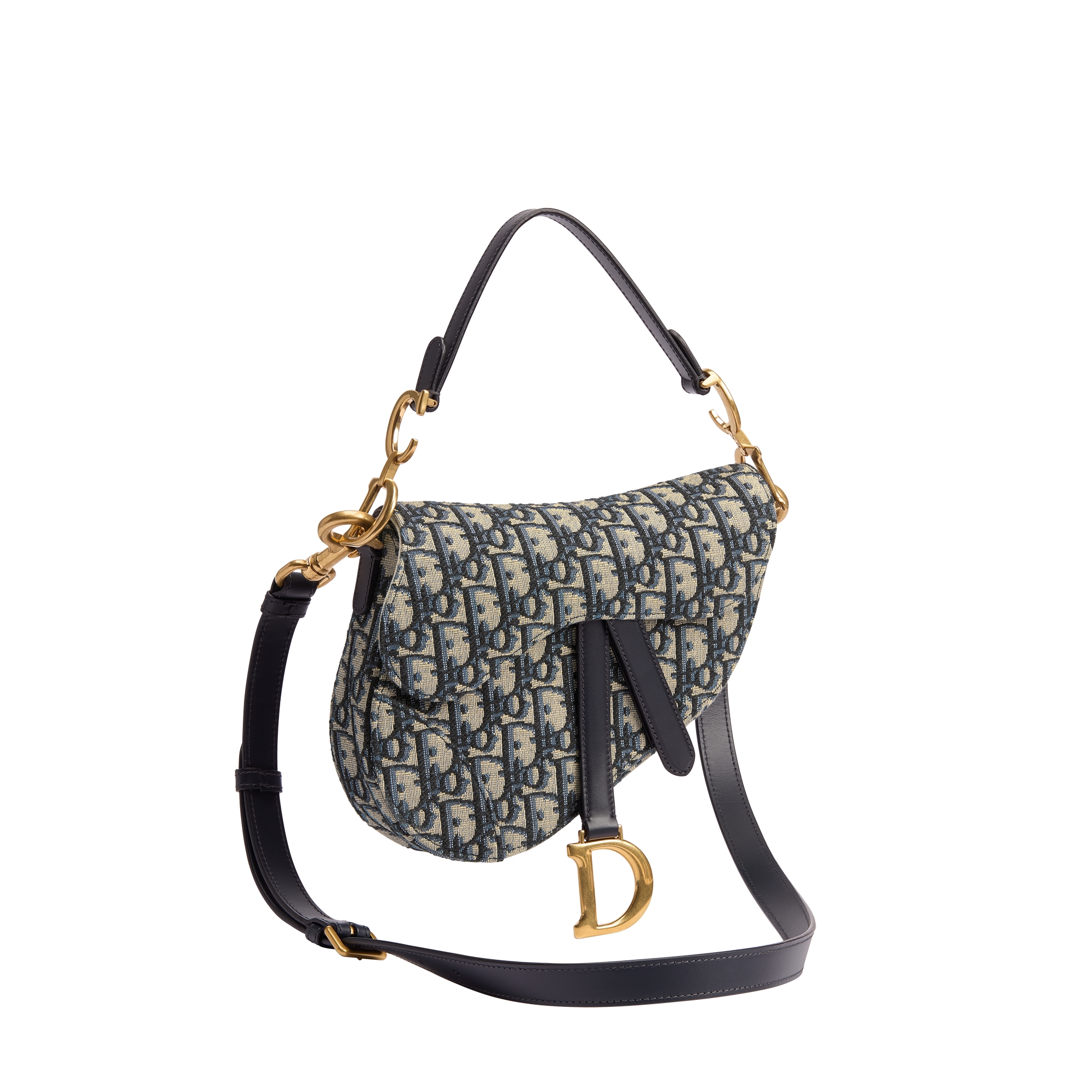 Small Saddle Bag with Strap Blue Dior Oblique Jacquard E03