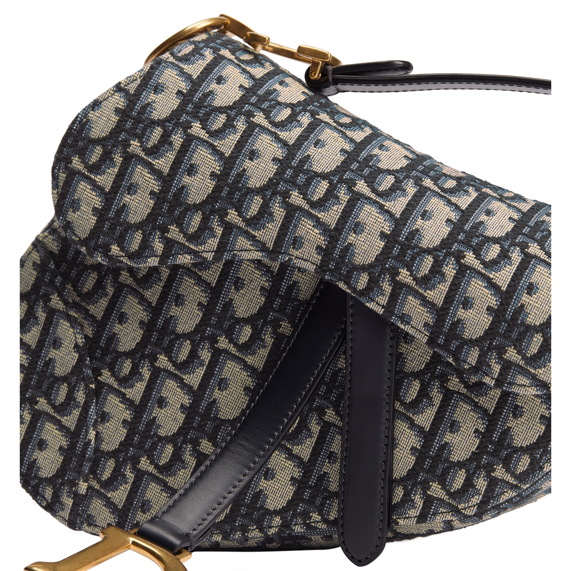 Small Saddle Bag with Strap Blue Dior Oblique Jacquard E09