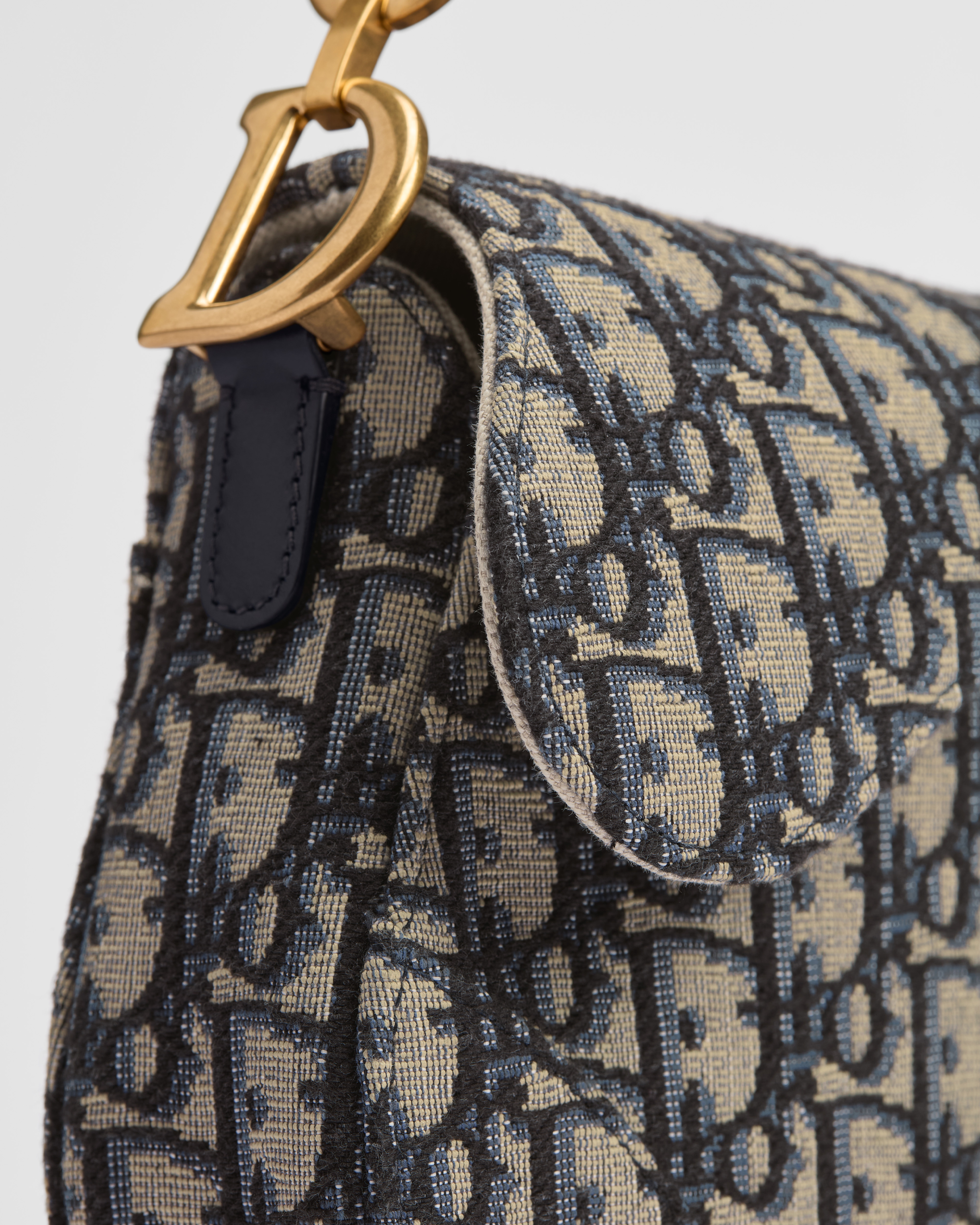 Small Saddle Bag with Strap Blue Dior Oblique Jacquard E10