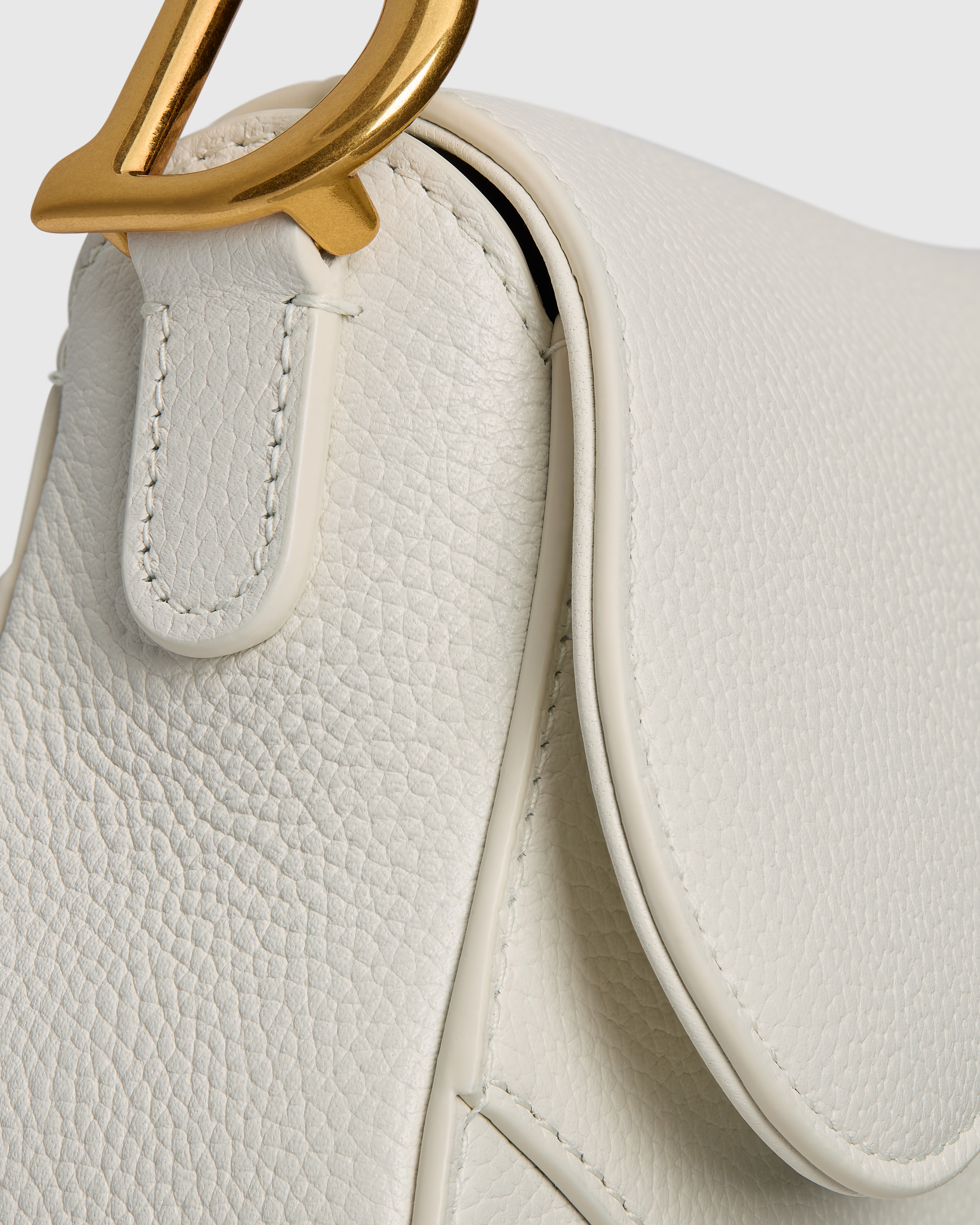 Small Saddle Bag with Strap Latte Grained Calfskin E10