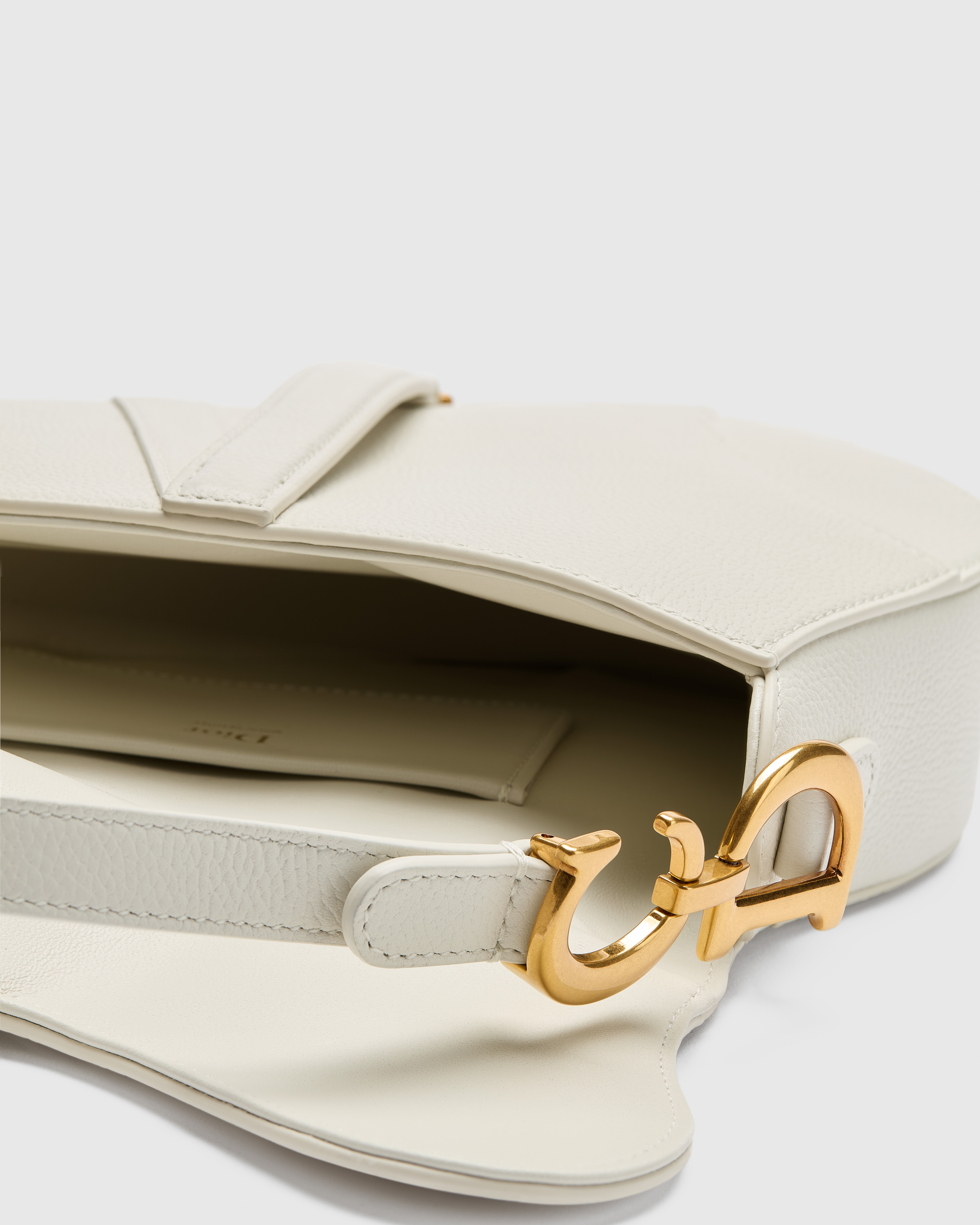 Small Saddle Bag with Strap Latte Grained Calfskin E11