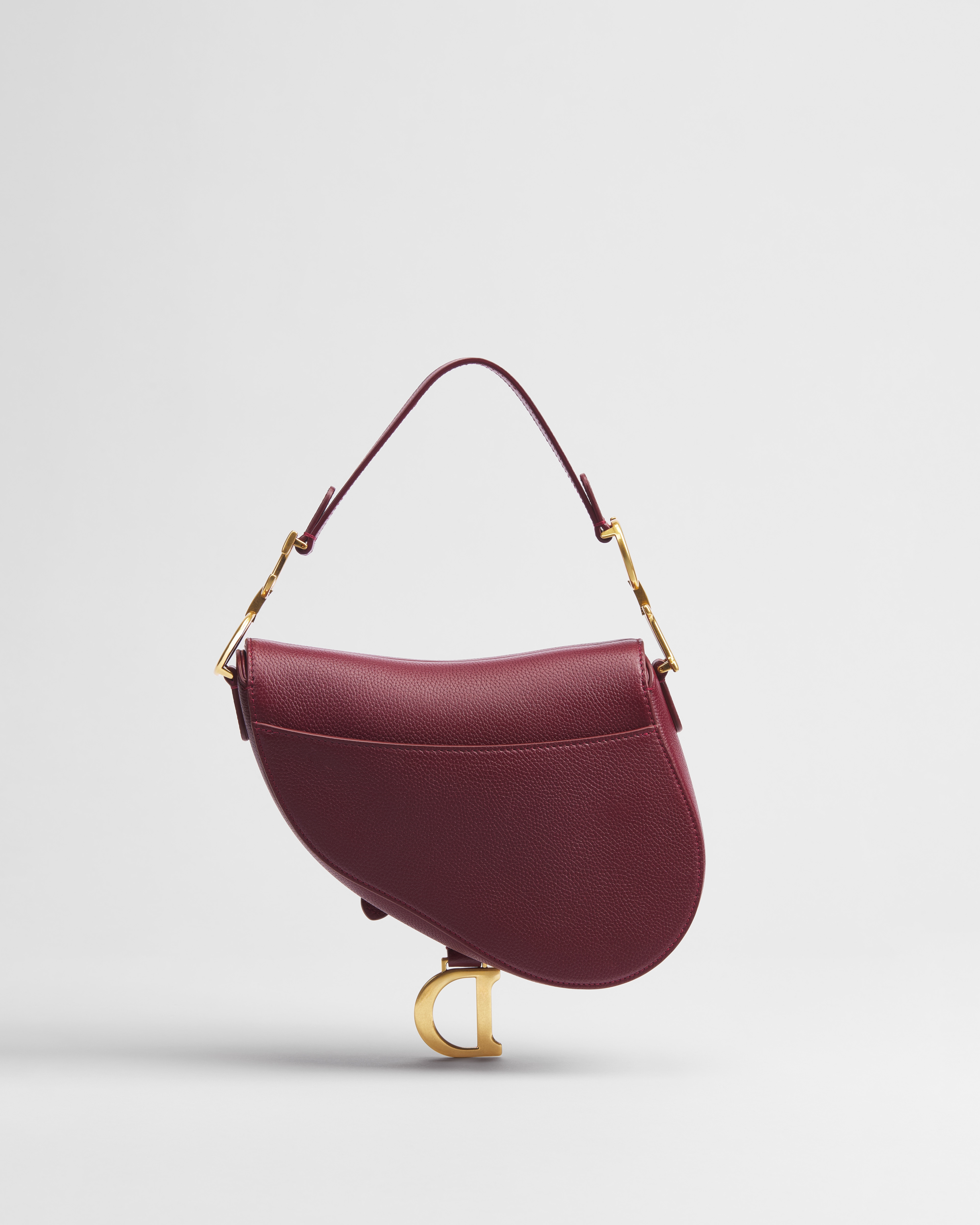 Dior Or Small Saddle Bag with Strap Rouge Hermitage Grained Calfskin E08