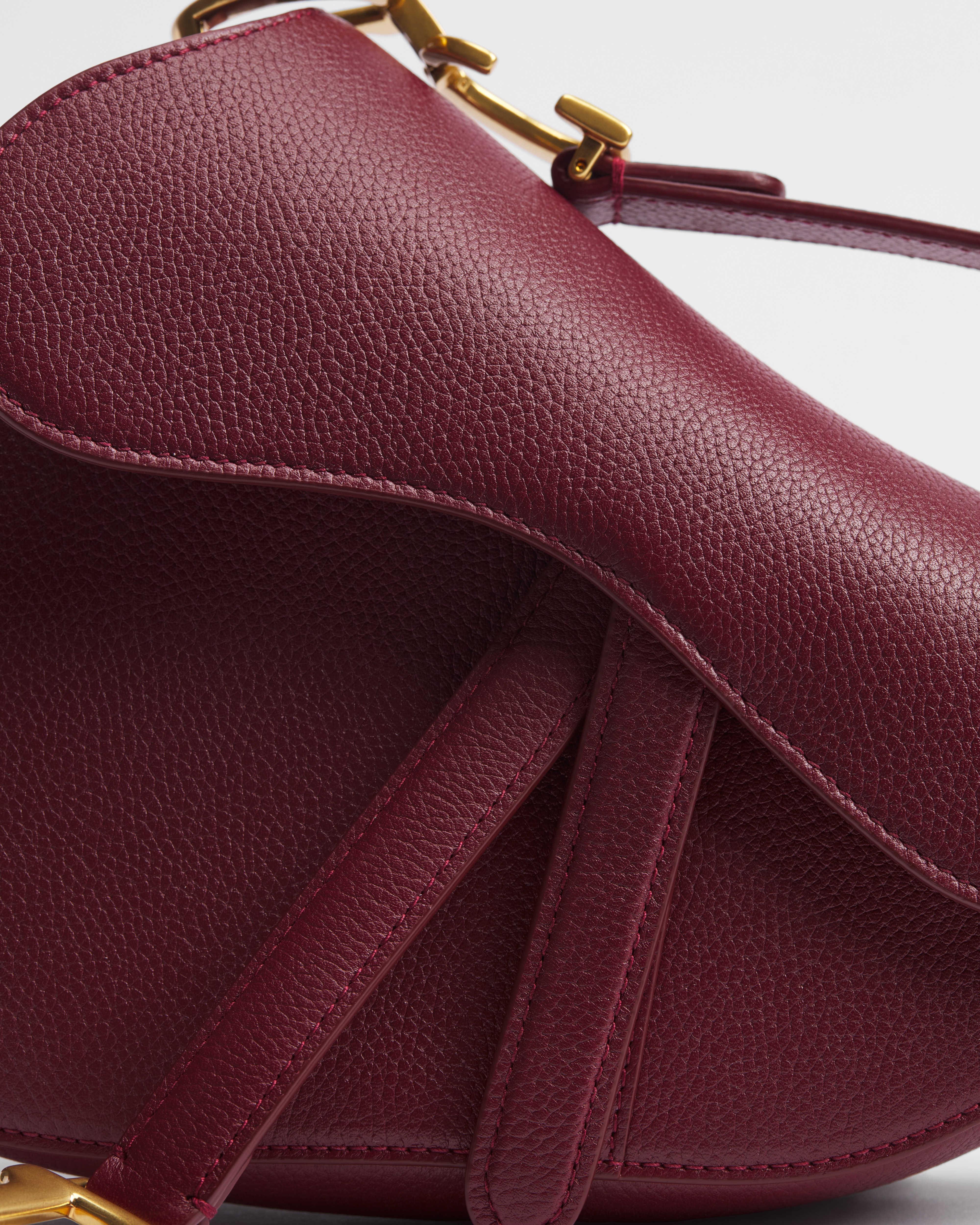 Dior Or Small Saddle Bag with Strap Rouge Hermitage Grained Calfskin E09