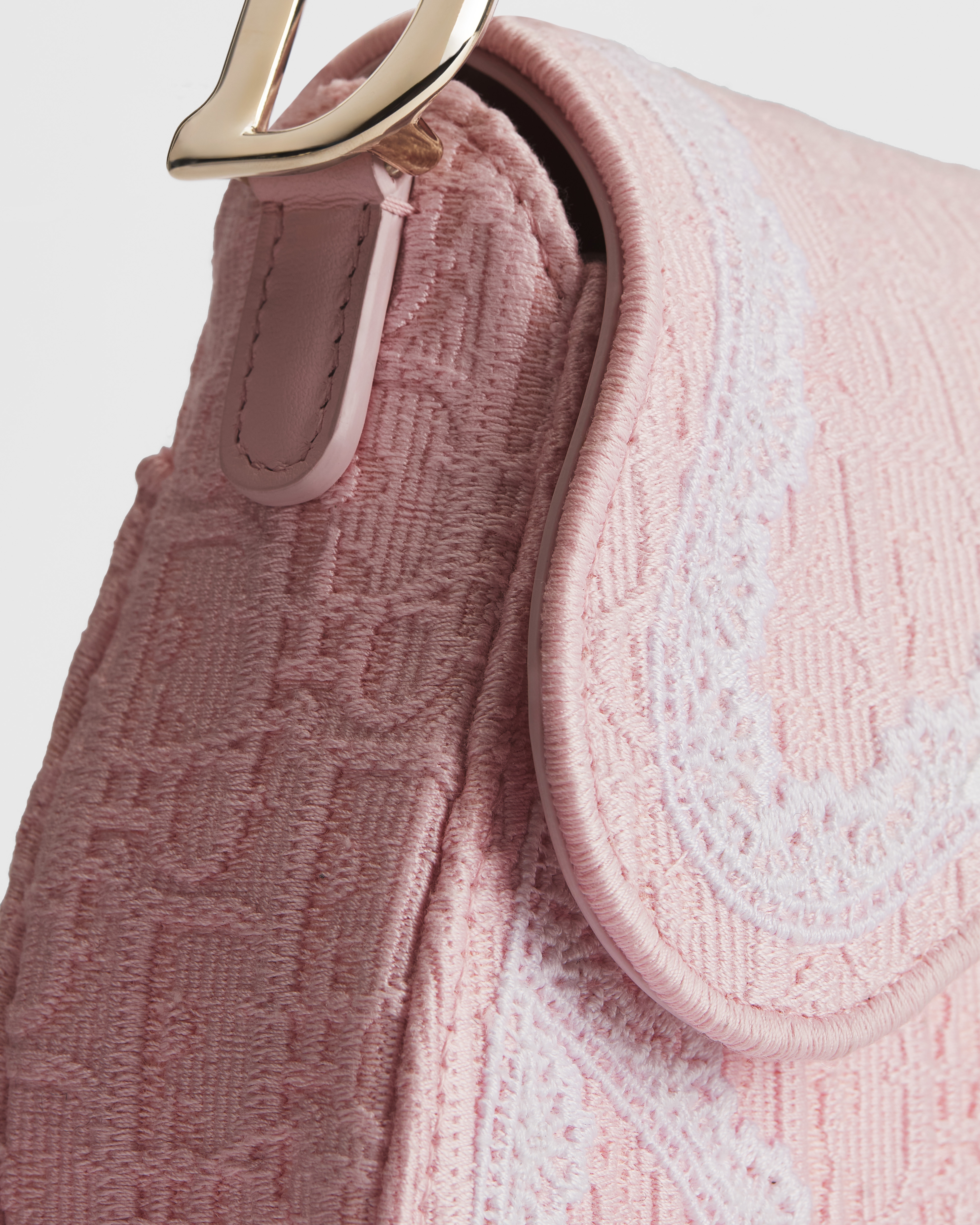 Small Saddle Bag with Strap Rose Soupir Dior Oblique Jacquard and White Lace E10