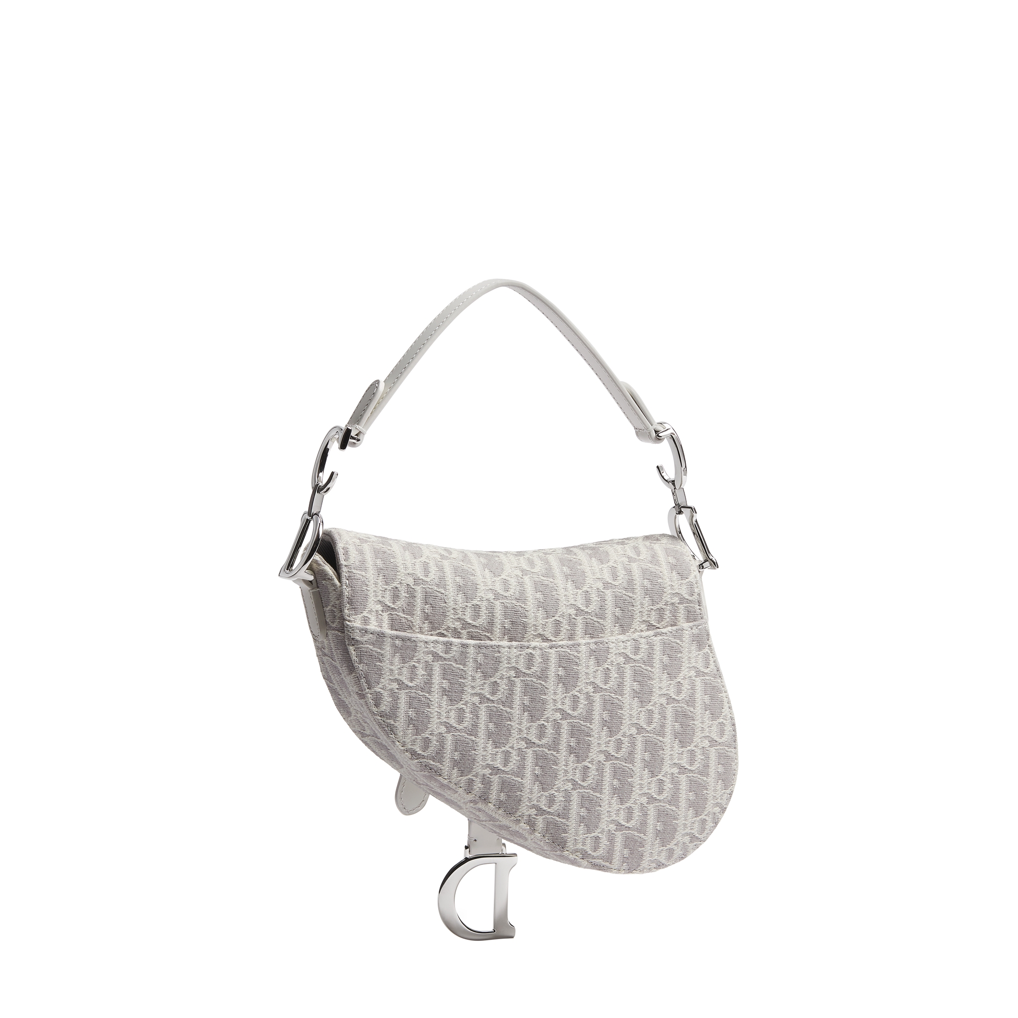 Small Saddle Bag with Strap Latte and Gray Dior Oblique Jacquard E08