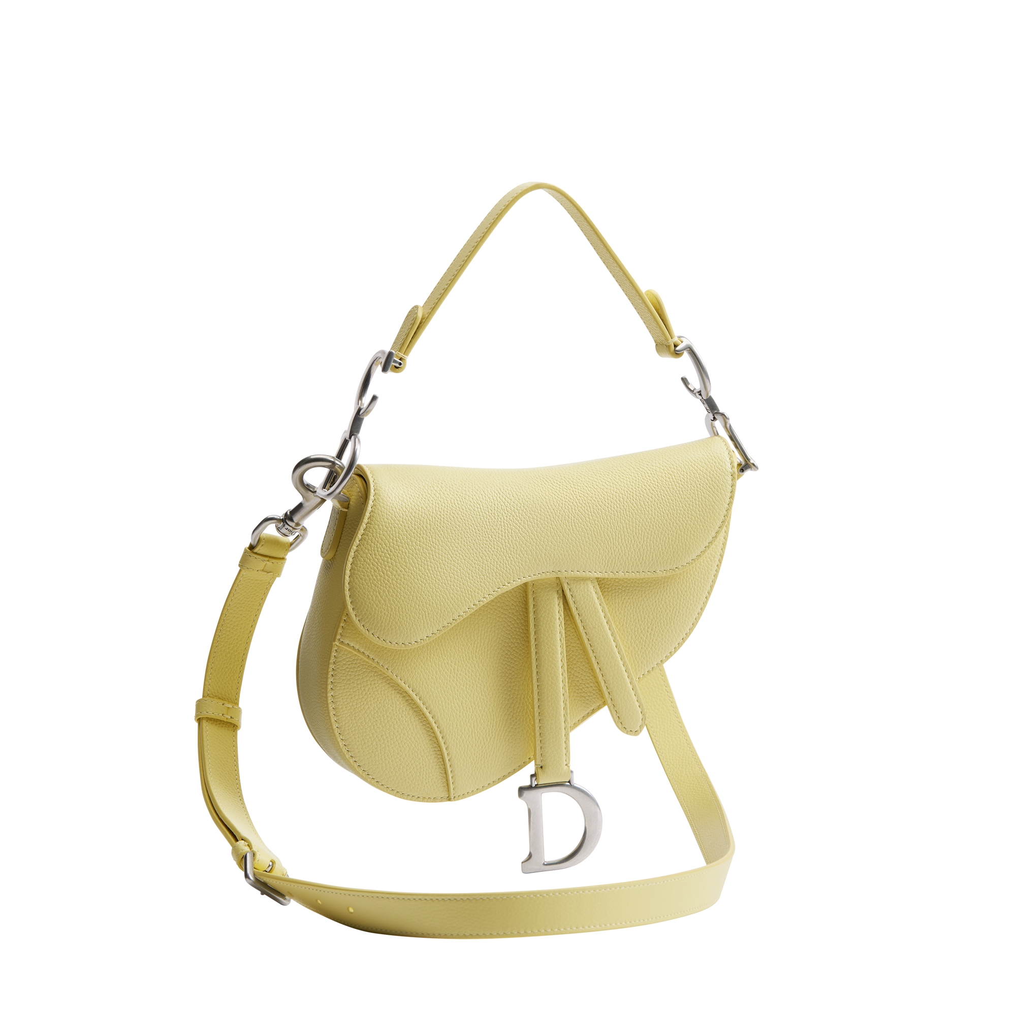 Small Saddle Bag with Strap Mimosa Grained Calfskin E07