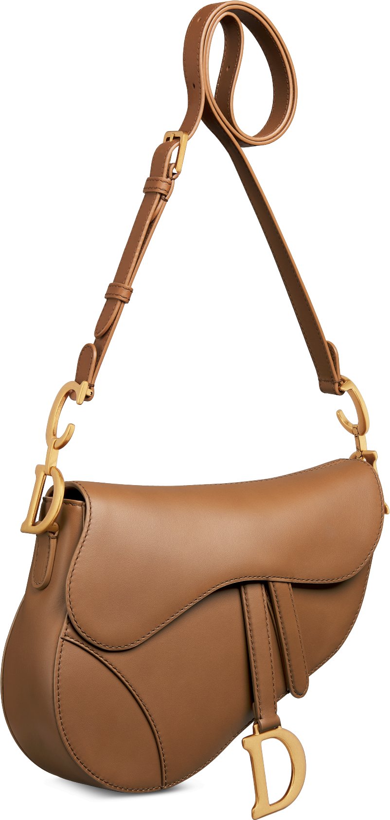 Medium Soft Saddle Bag with Strap Three quarter closed view